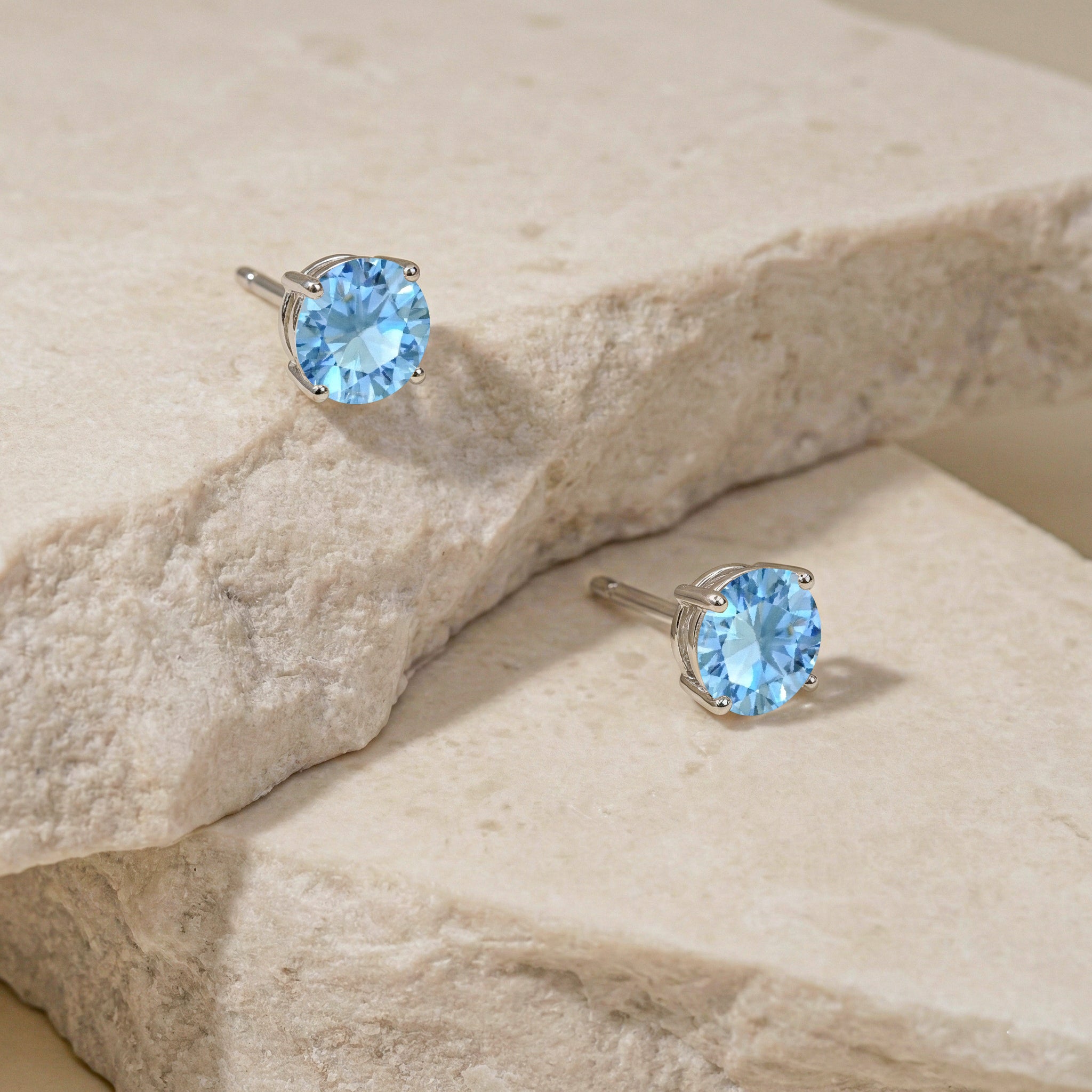 Blue Topaz Round Stud Earrings in 925 Sterling Silver 5.15ct