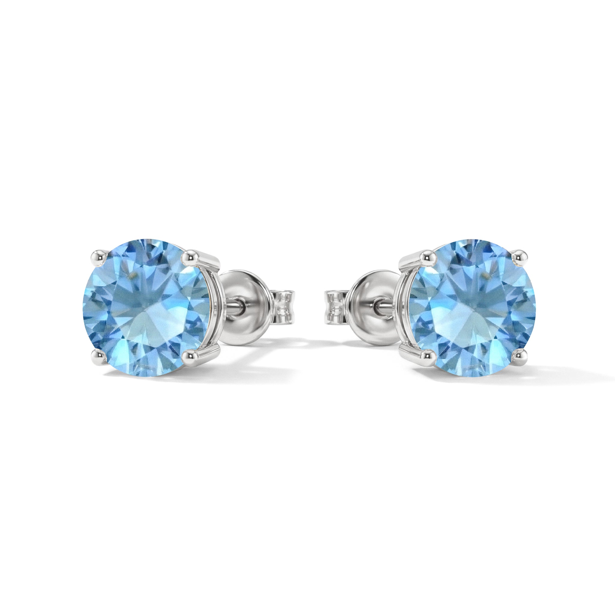 Blue Topaz Round Stud Earrings in 925 Sterling Silver 5.15ct