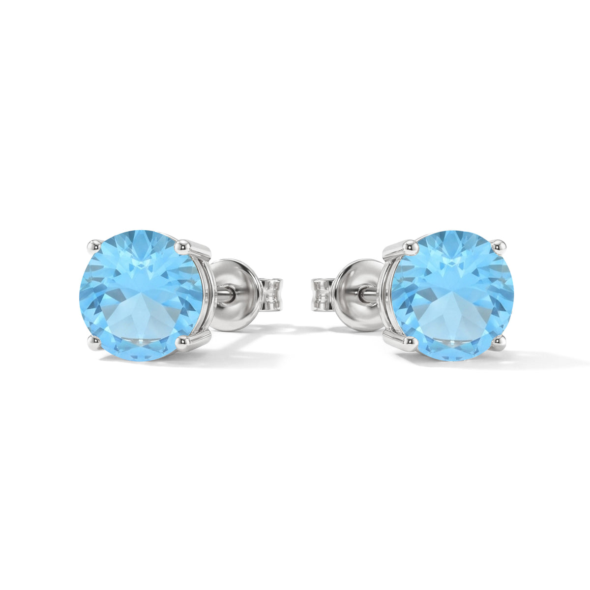Blue Topaz Round Stud Earrings in 925 Sterling Silver 5.15ct