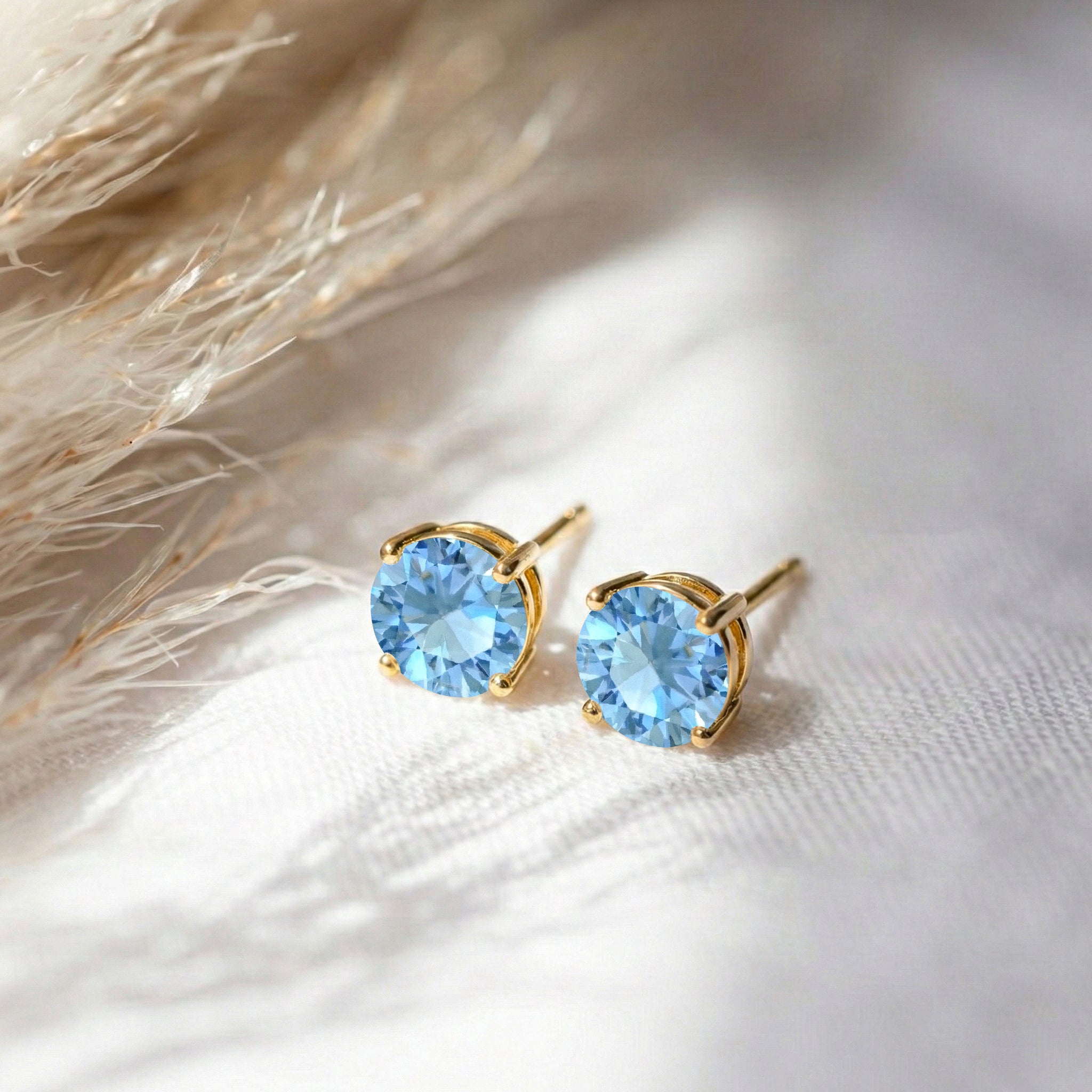 Blue Topaz Round Stud Earrings in 925 Sterling Silver 5.15ct