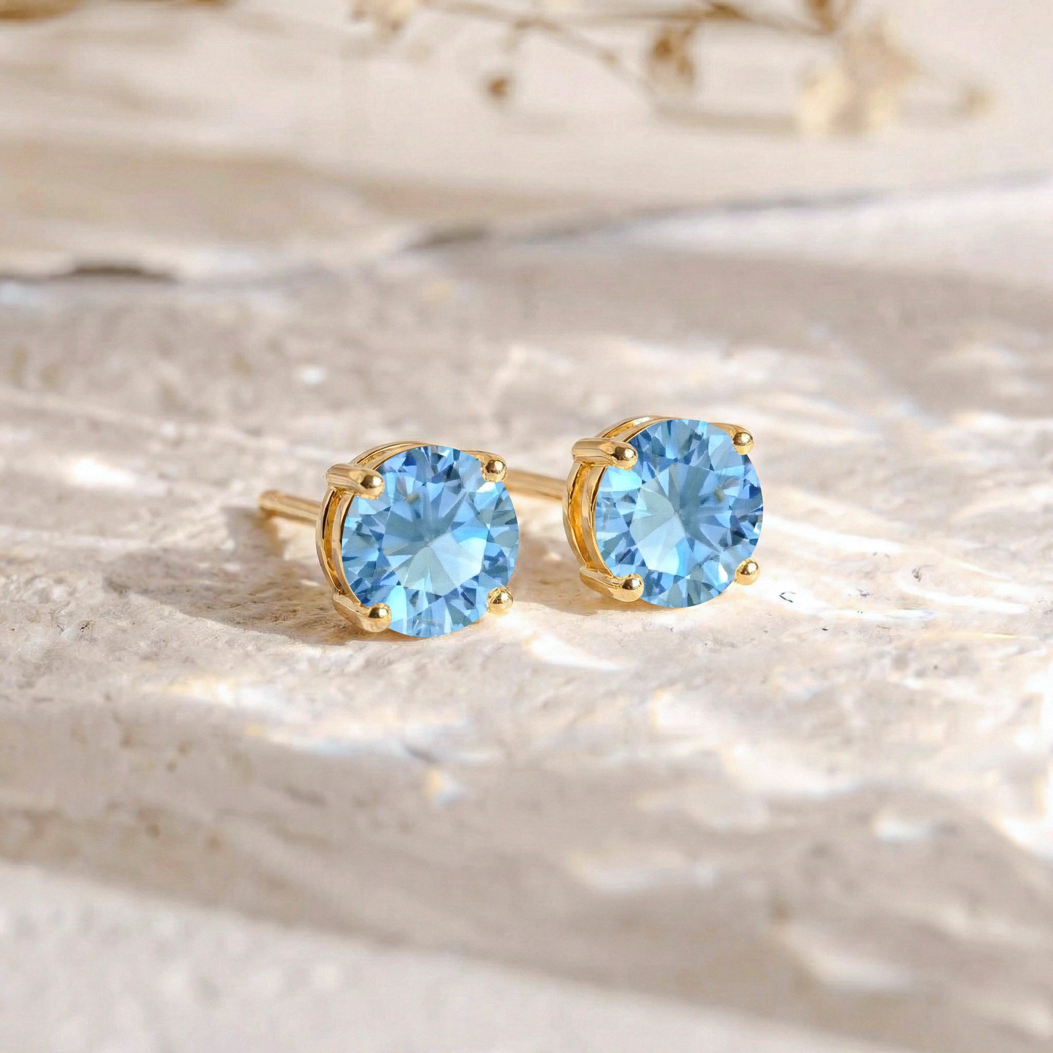 Blue Topaz Round Stud Earrings in 925 Sterling Silver 5.15ct