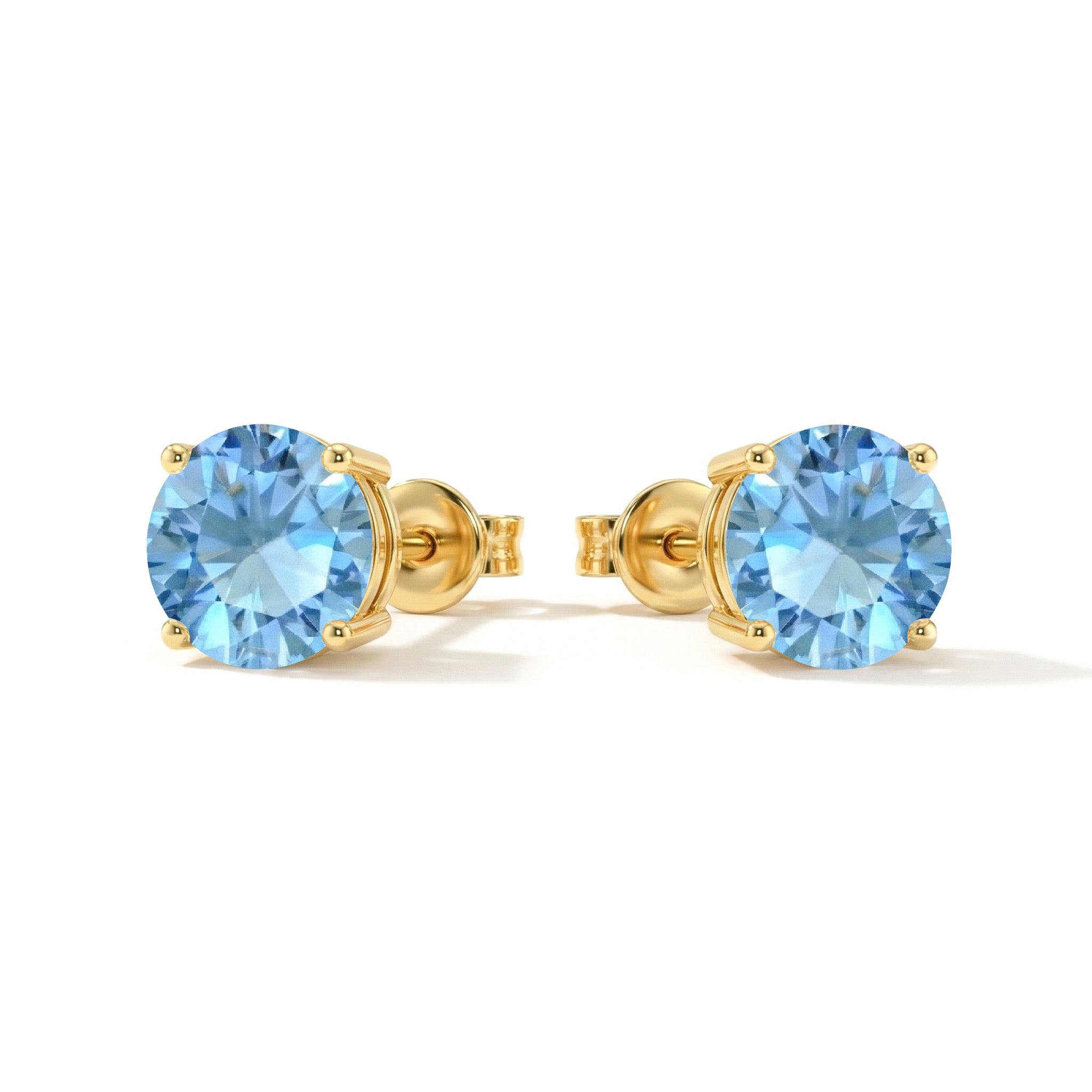 Blue Topaz Round Stud Earrings in 925 Sterling Silver 5.15ct