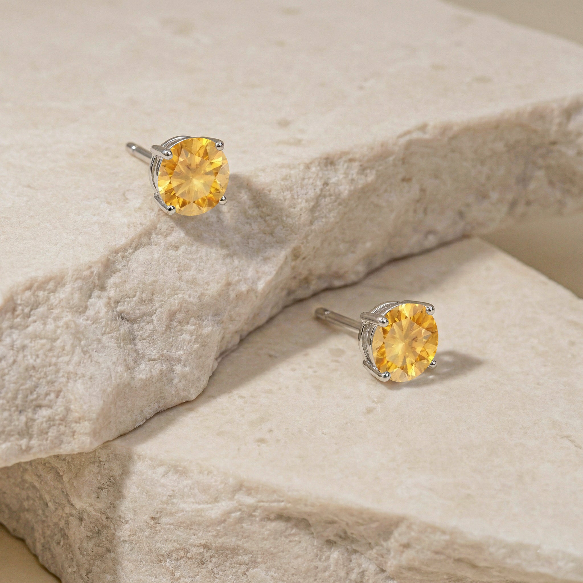 Citrine Round Stud Earrings in 925 Sterling Silver 5.15ct