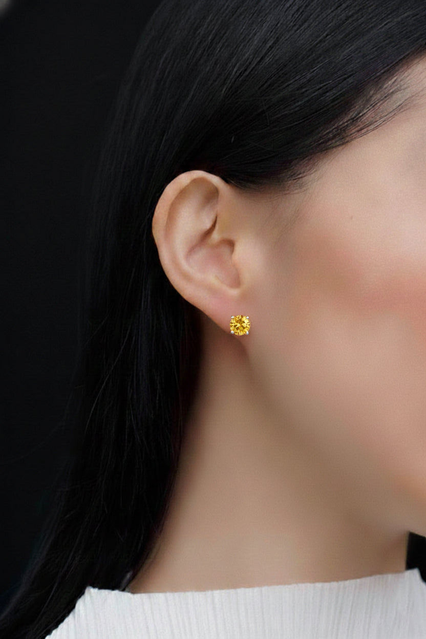 Citrine Round Stud Earrings in 925 Sterling Silver 5.15ct