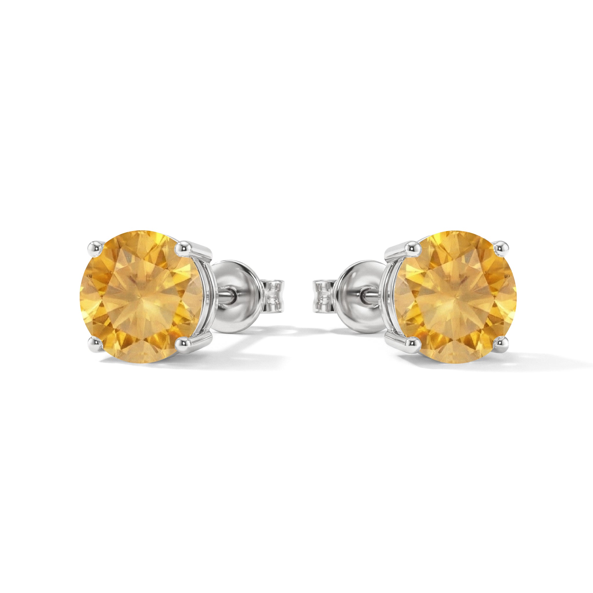 Citrine Round Stud Earrings in 925 Sterling Silver 5.15ct
