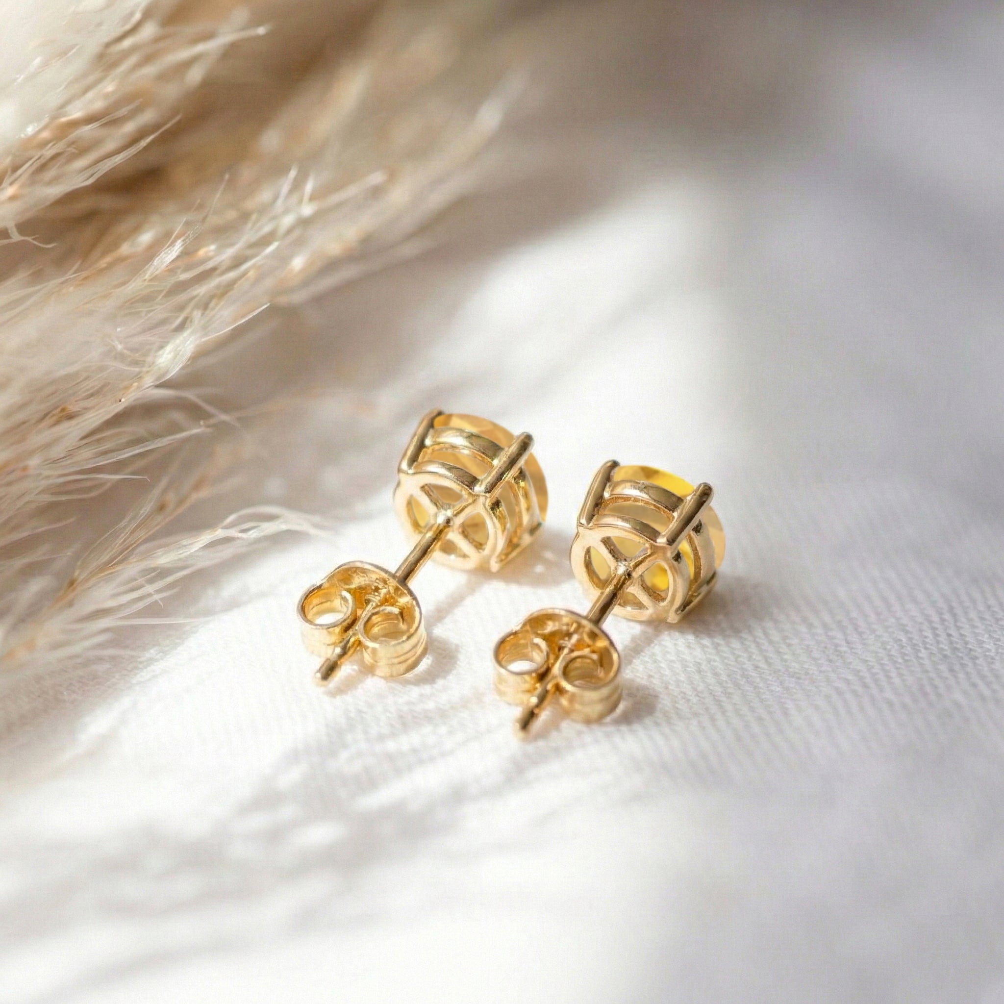Citrine Round Stud Earrings in 925 Sterling Silver 5.15ct