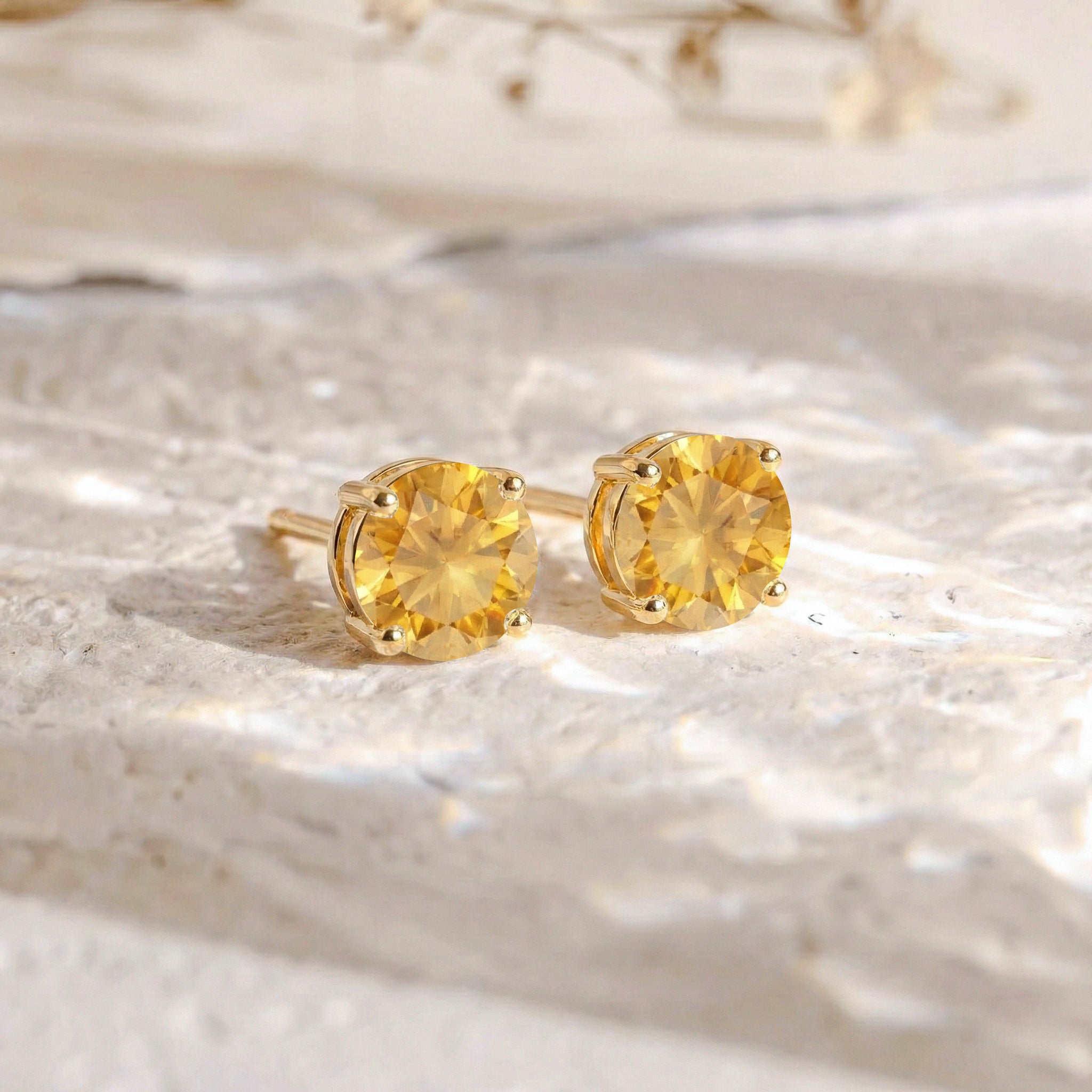 Citrine Round Stud Earrings in 925 Sterling Silver 5.15ct