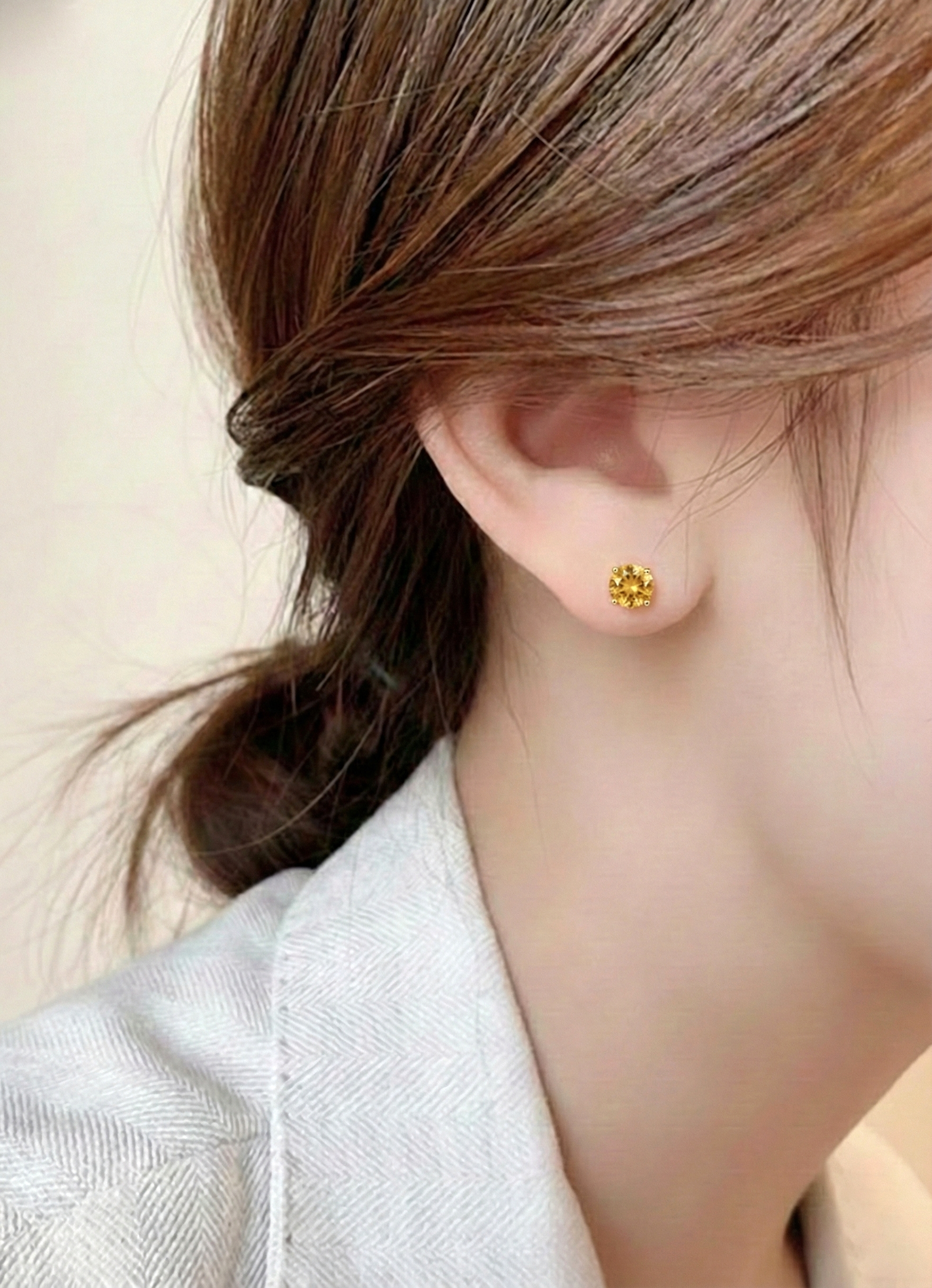 Citrine Round Stud Earrings in 925 Sterling Silver 5.15ct