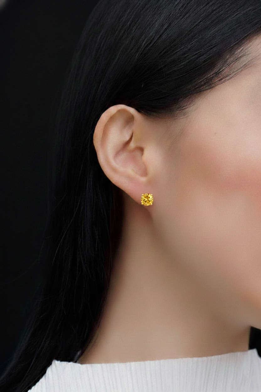 Citrine Round Stud Earrings in 925 Sterling Silver 5.15ct