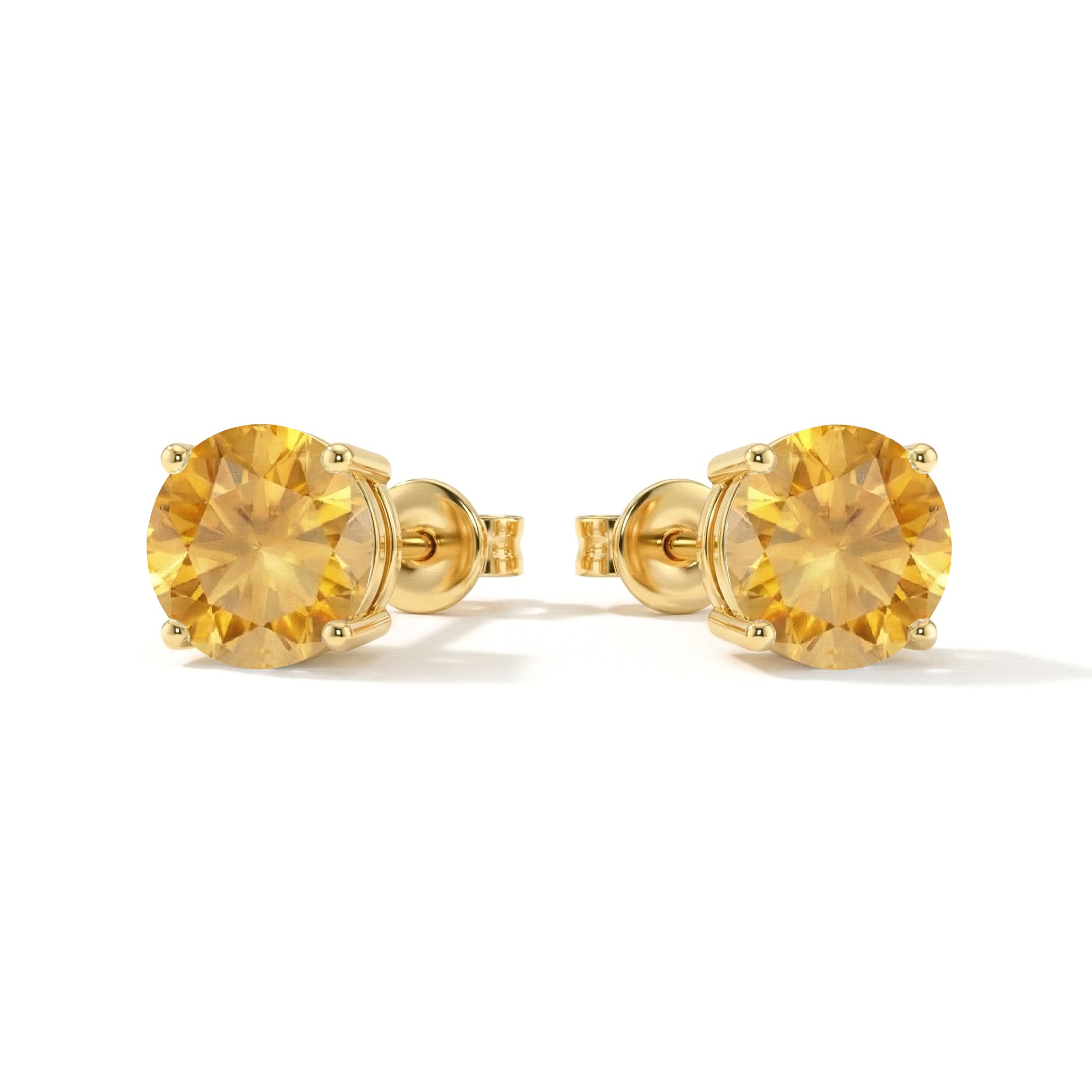 Citrine Round Stud Earrings in 925 Sterling Silver 5.15ct