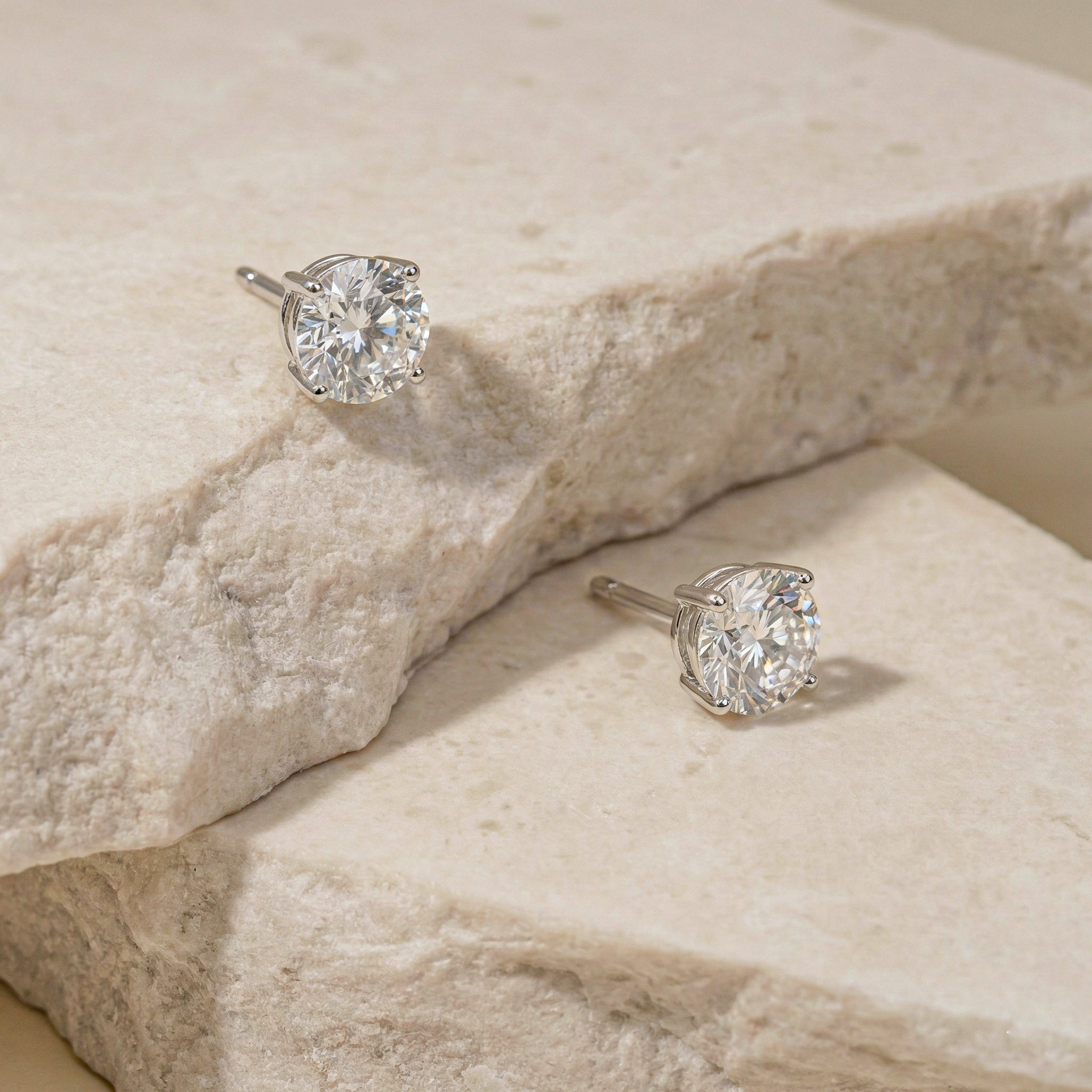 Simulated Diamond CZ Round Stud Earrings in 925 Sterling Silver 5.15ct