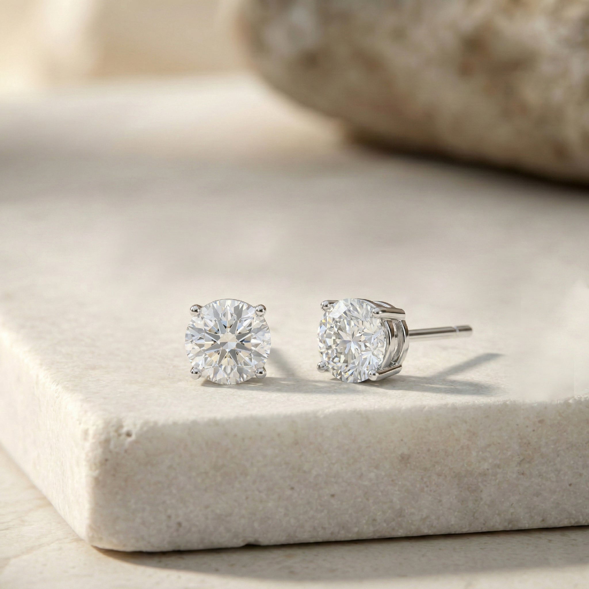 Simulated Diamond CZ Round Stud Earrings in 925 Sterling Silver 5.15ct