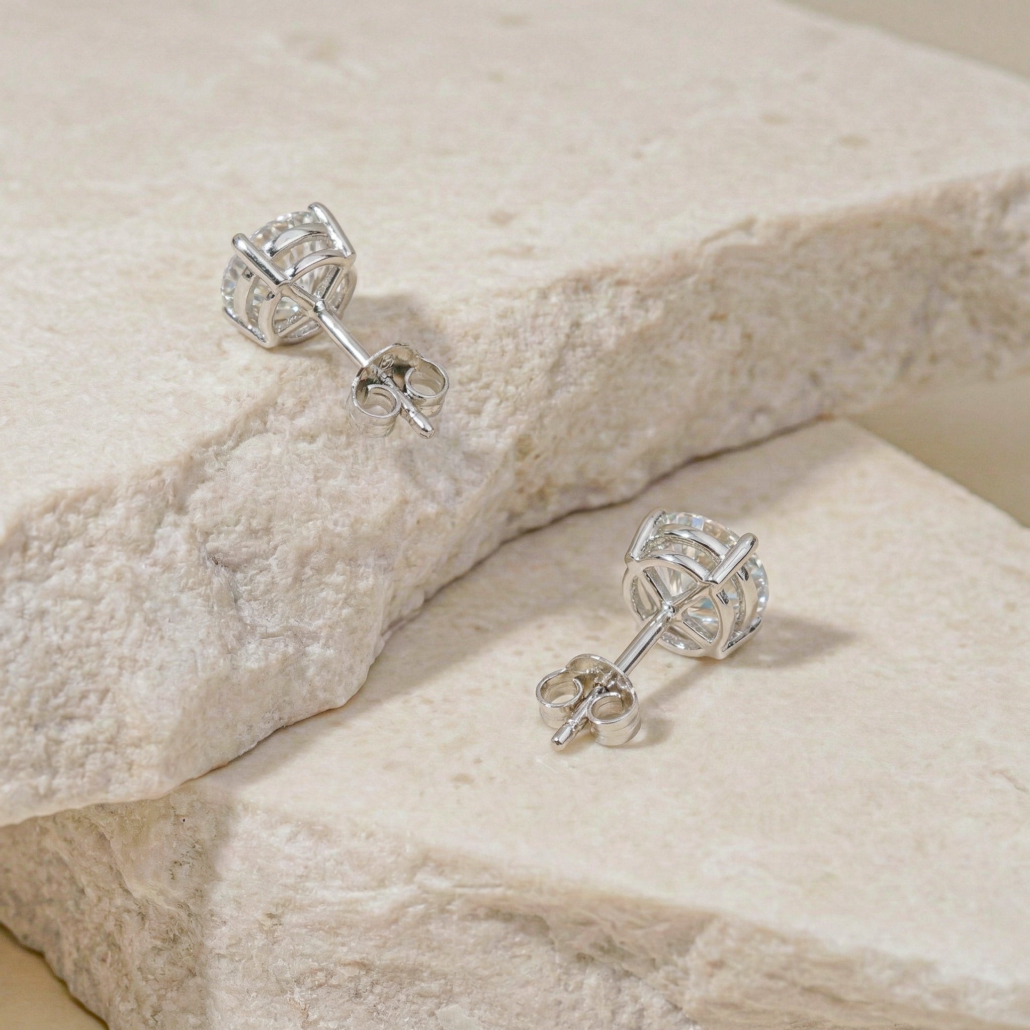 Simulated Diamond CZ Round Stud Earrings in 925 Sterling Silver 5.15ct