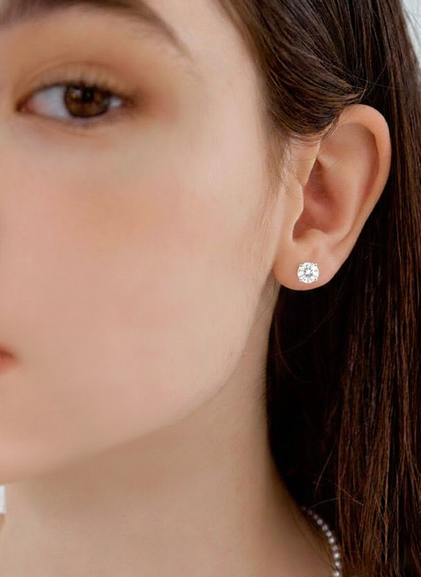 Simulated Diamond CZ Round Stud Earrings in 925 Sterling Silver 5.15ct