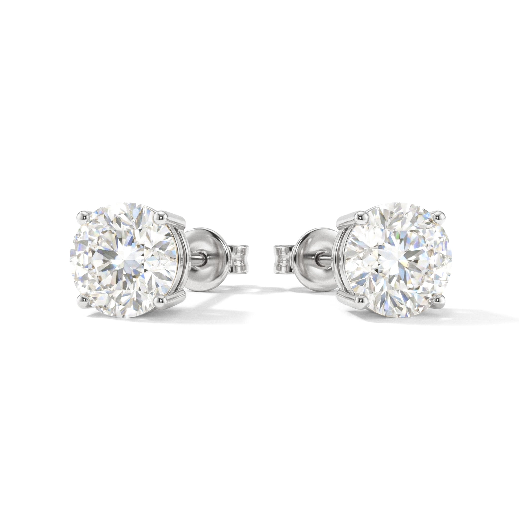 Cubic zirconia stud earrings round silver
