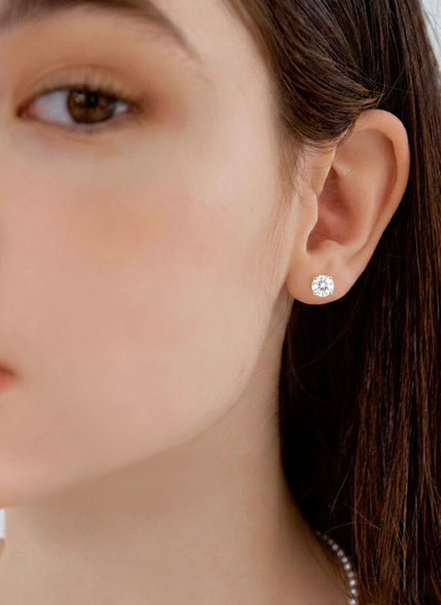 Simulated Diamond CZ Round Stud Earrings in 925 Sterling Silver 5.15ct