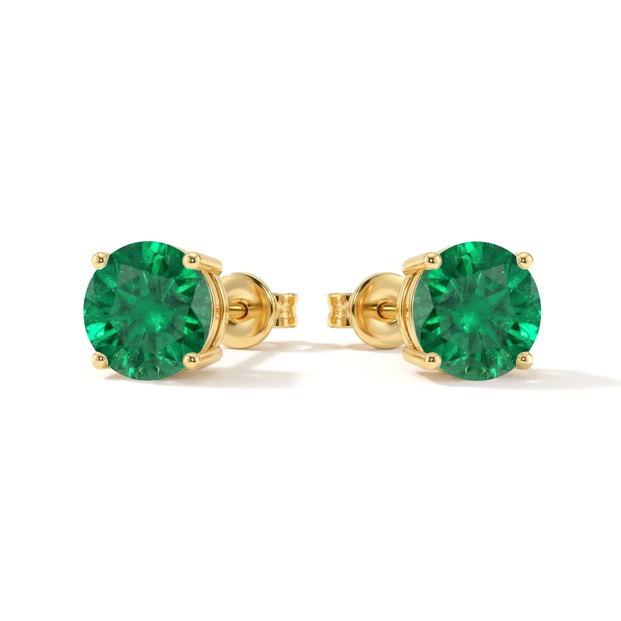 Emerald Round Stud Earrings in 925 Sterling Silver 5.15ct