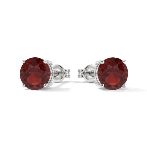 Garnet Round Stud Earrings in 925 Sterling Silver 5.15ct