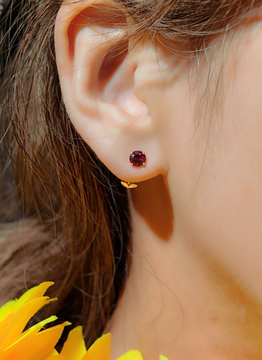 Garnet Round Stud Earrings in 925 Sterling Silver 5.15ct