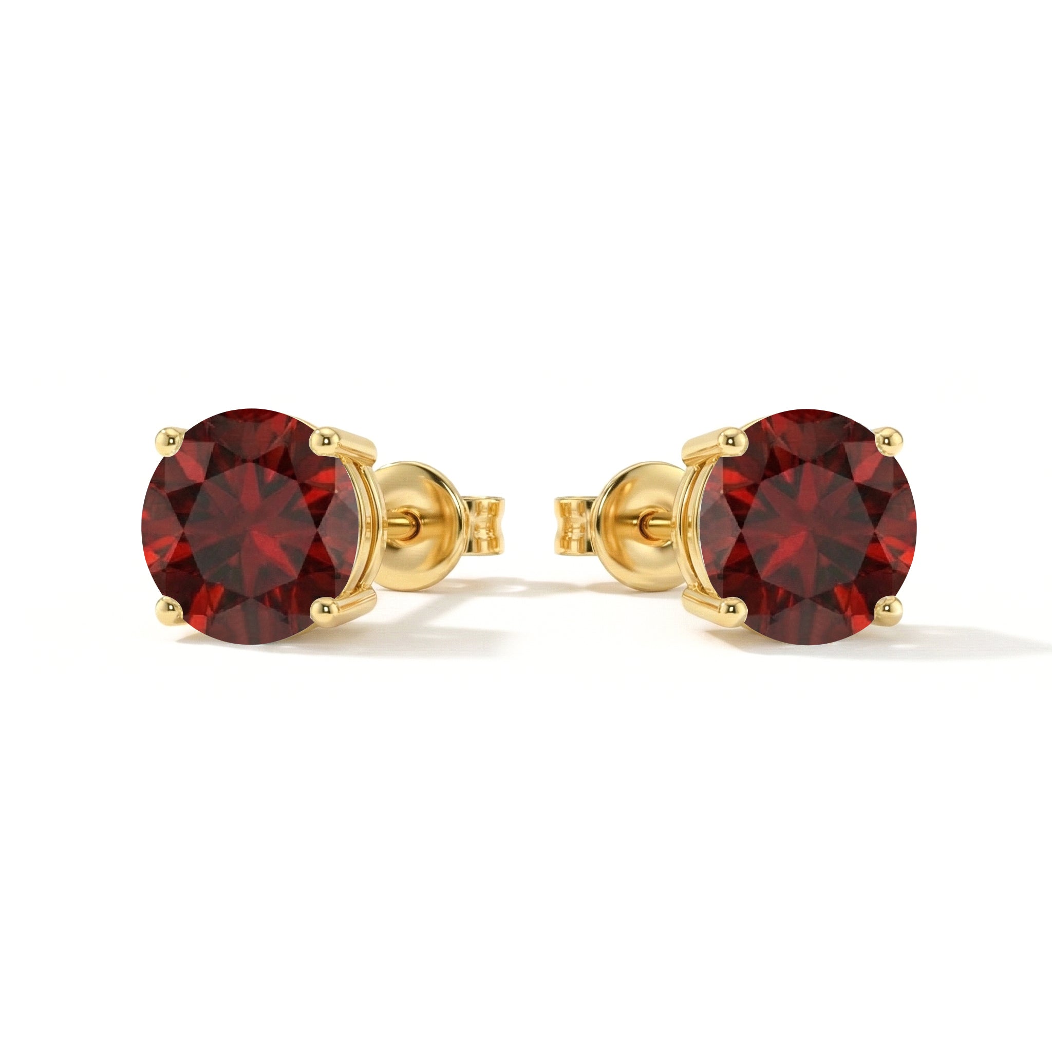 Red gemstone earrings classic round style