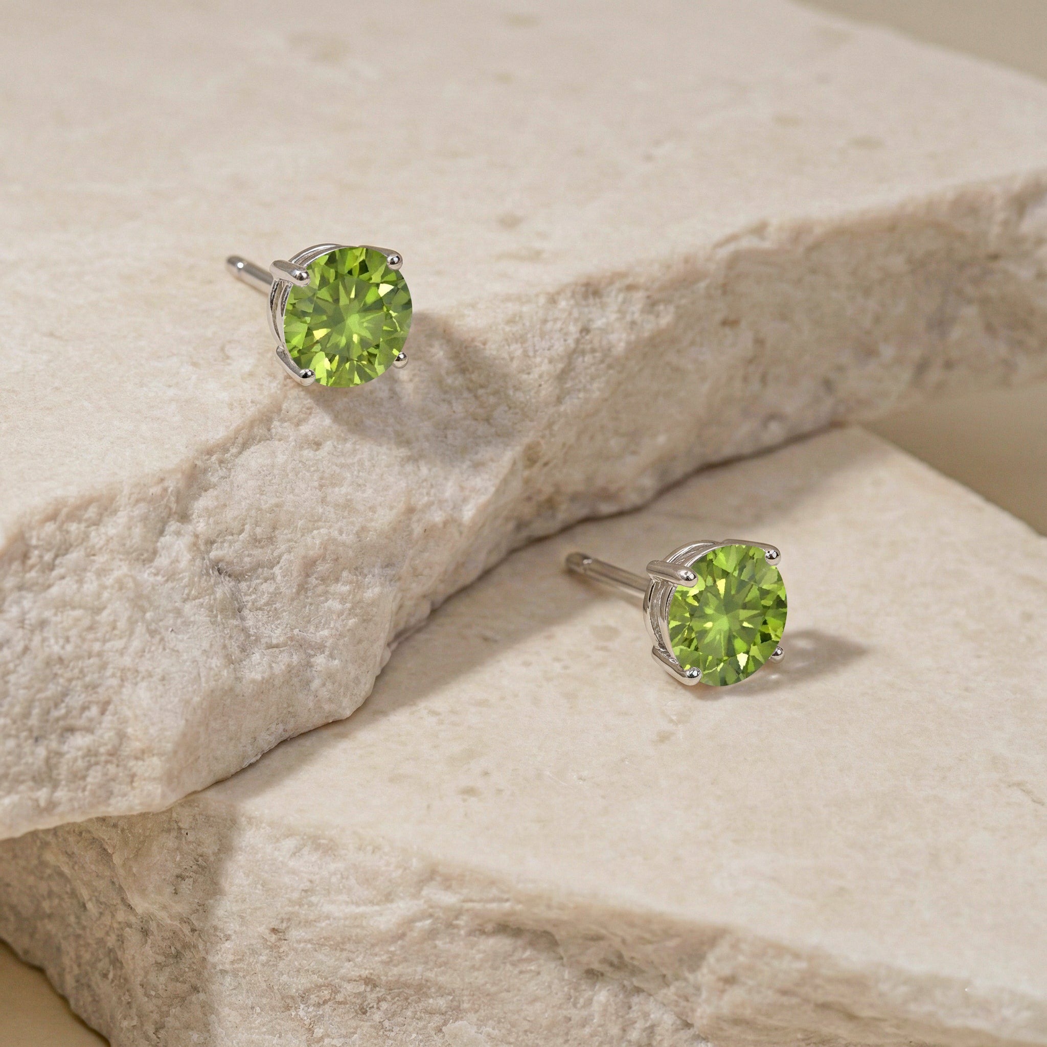 Peridot Round Stud Earrings in 925 Sterling Silver 5.15ct