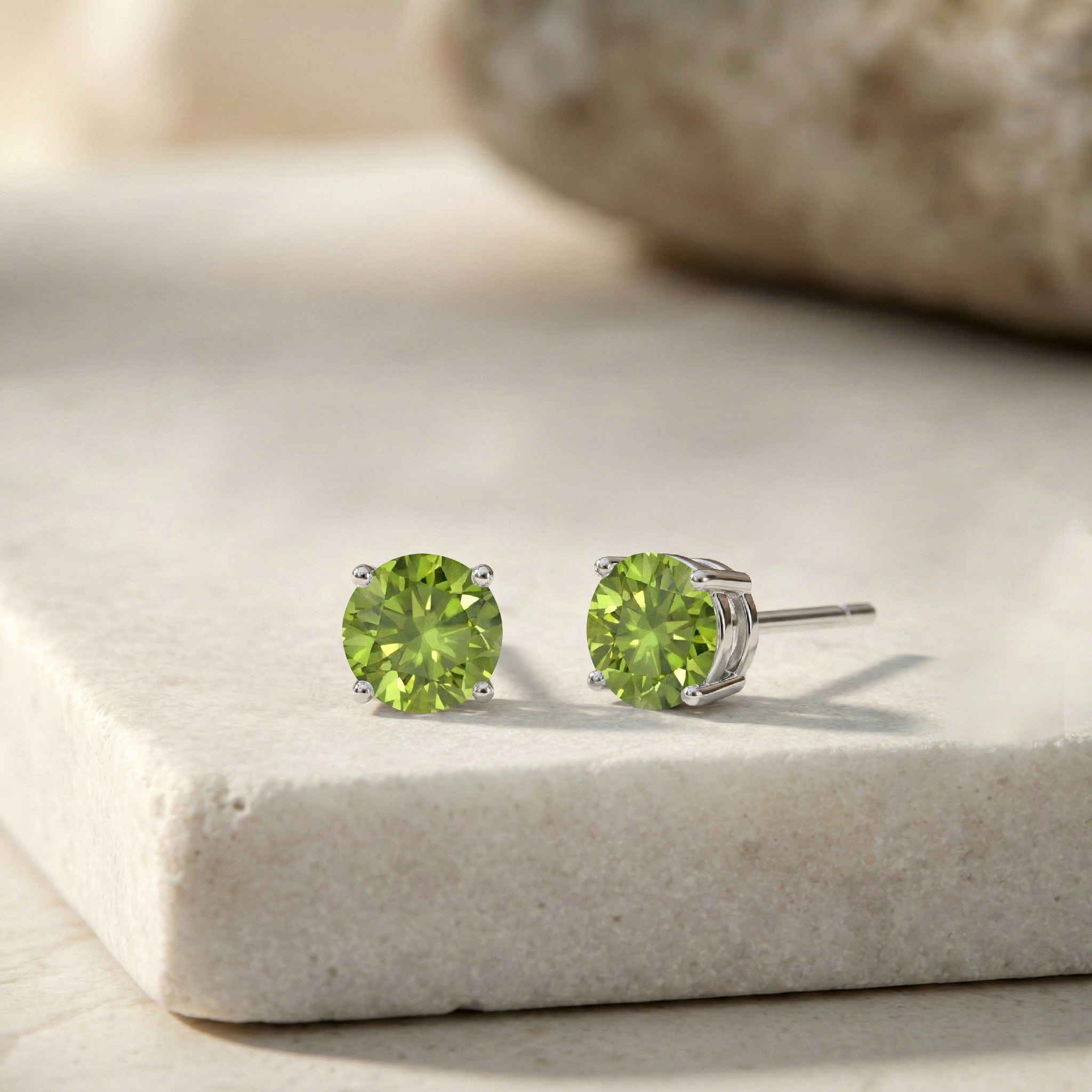 Peridot Round Stud Earrings in 925 Sterling Silver 5.15ct