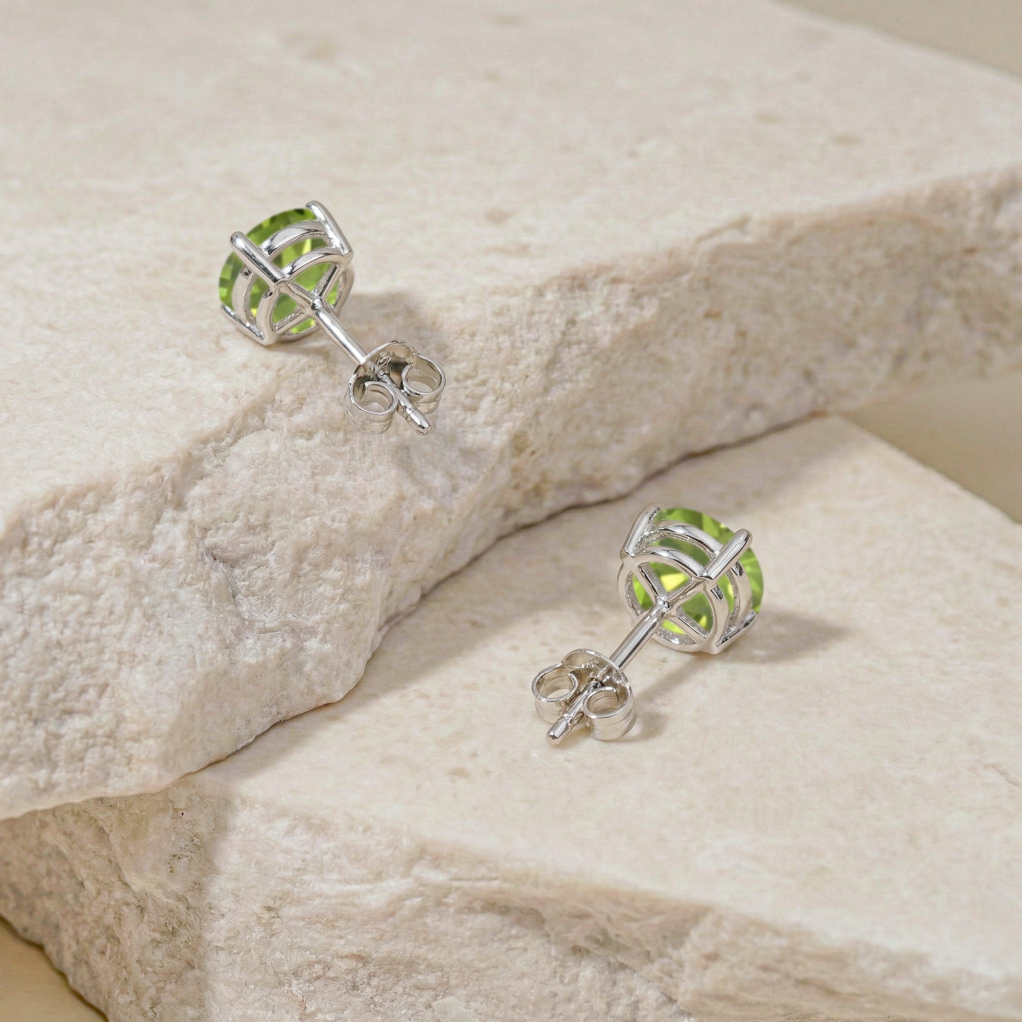 Peridot Round Stud Earrings in 925 Sterling Silver 5.15ct