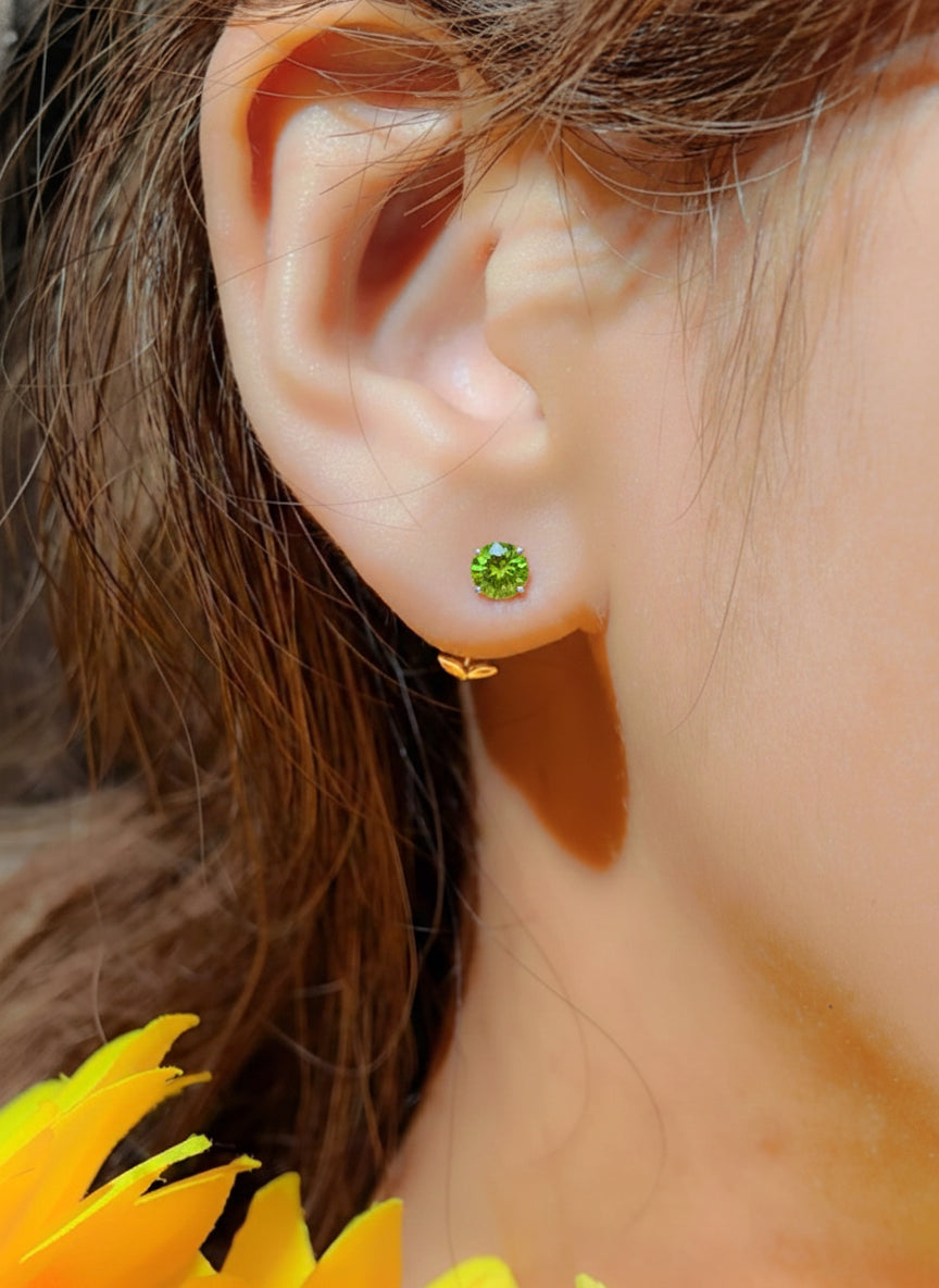 Peridot Round Stud Earrings in 925 Sterling Silver 5.15ct