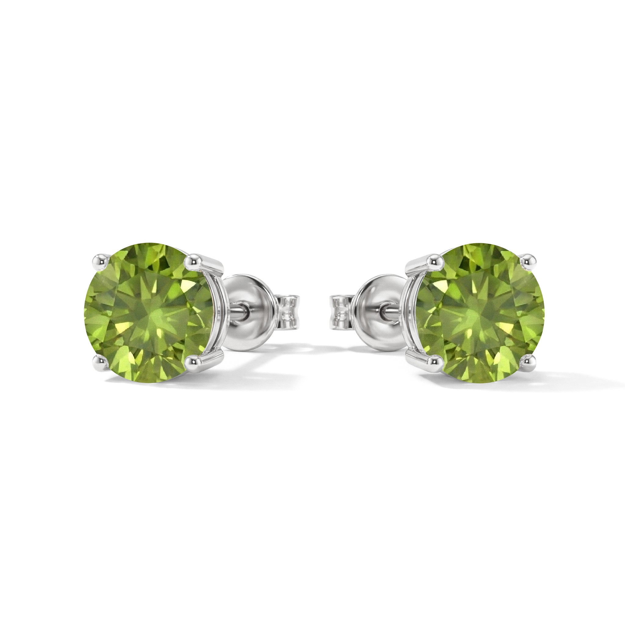 Peridot Round Stud Earrings in 925 Sterling Silver 5.15ct