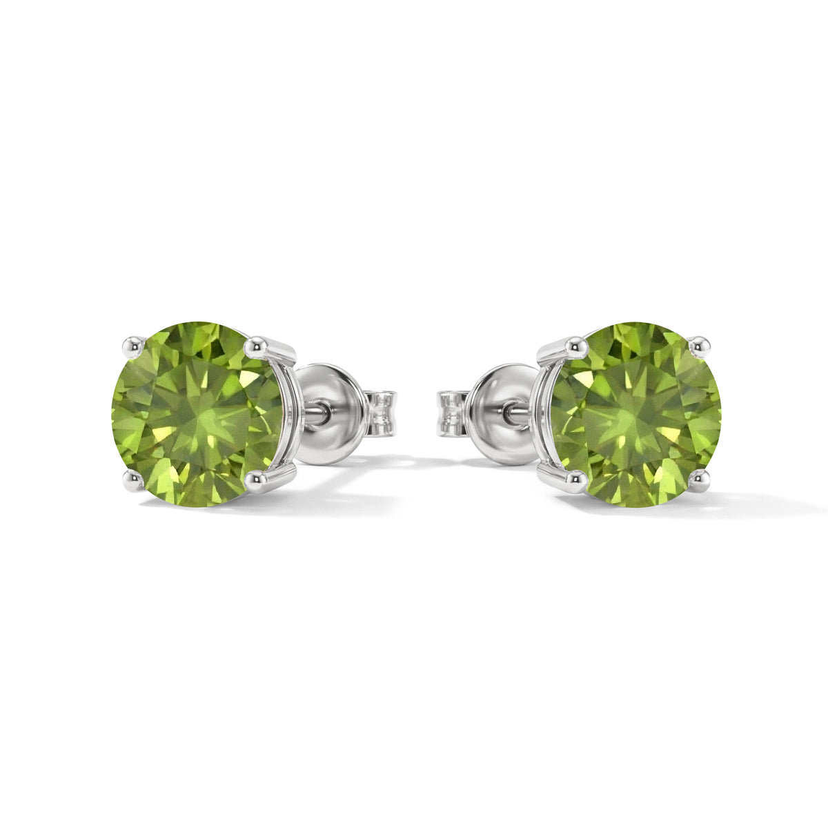 Peridot Round Stud Earrings in 925 Sterling Silver 5.15ct