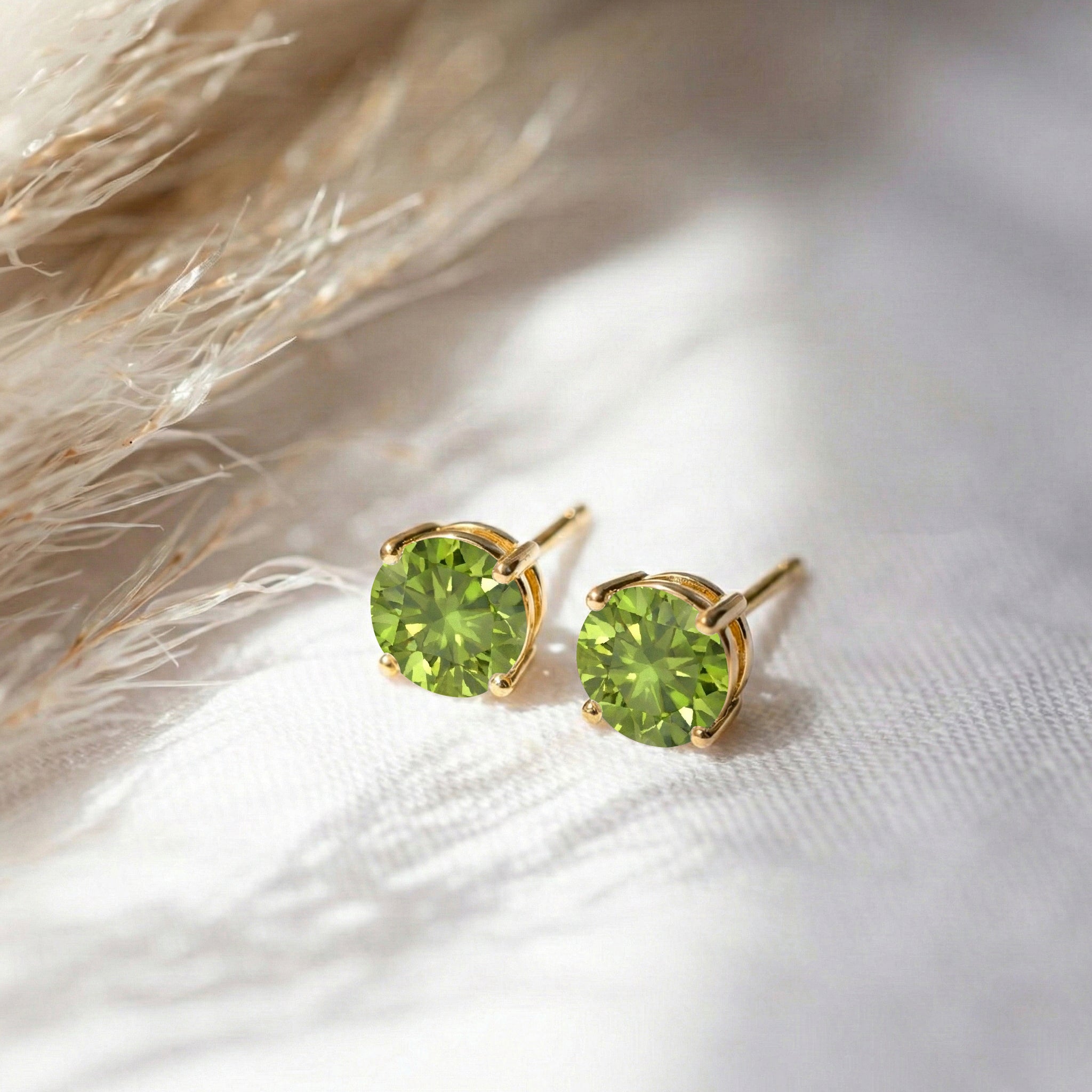 Peridot Round Stud Earrings in 925 Sterling Silver 5.15ct