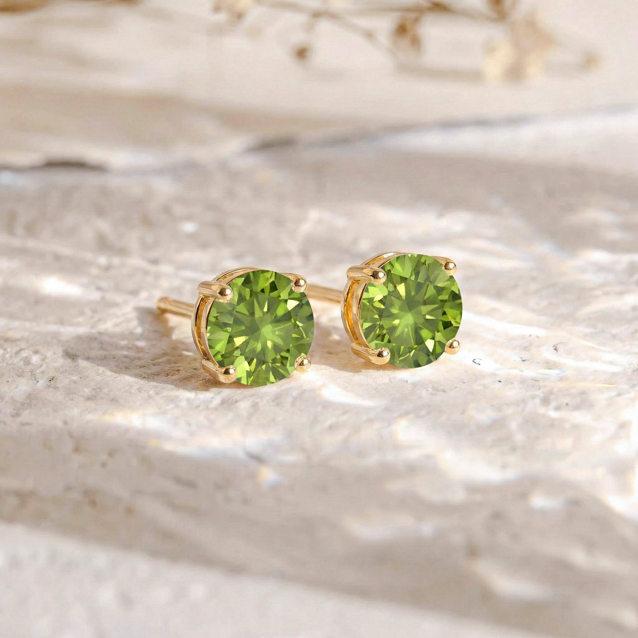 Peridot Round Stud Earrings in 925 Sterling Silver 5.15ct
