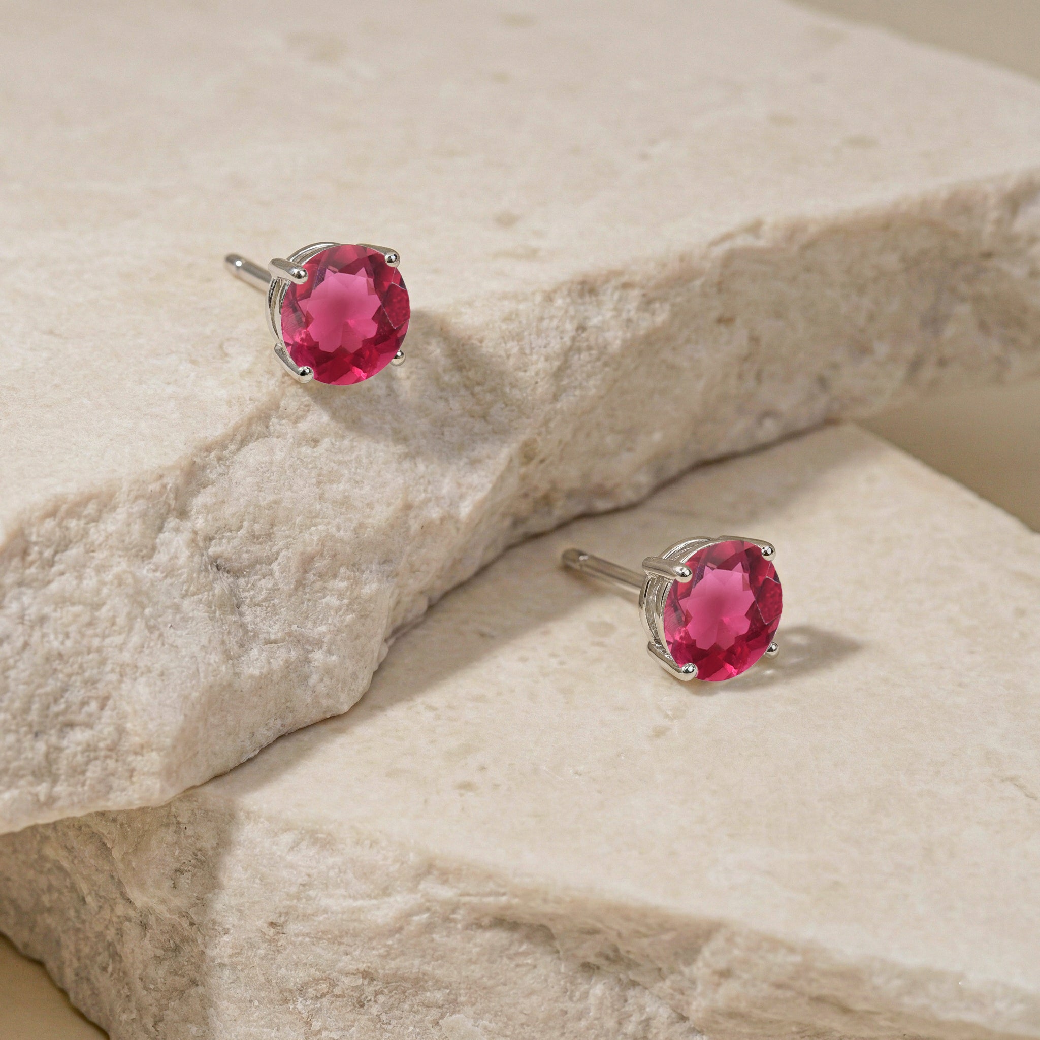Pink tourmaline Round Stud Earrings in 925 Sterling Silver 5.15ct