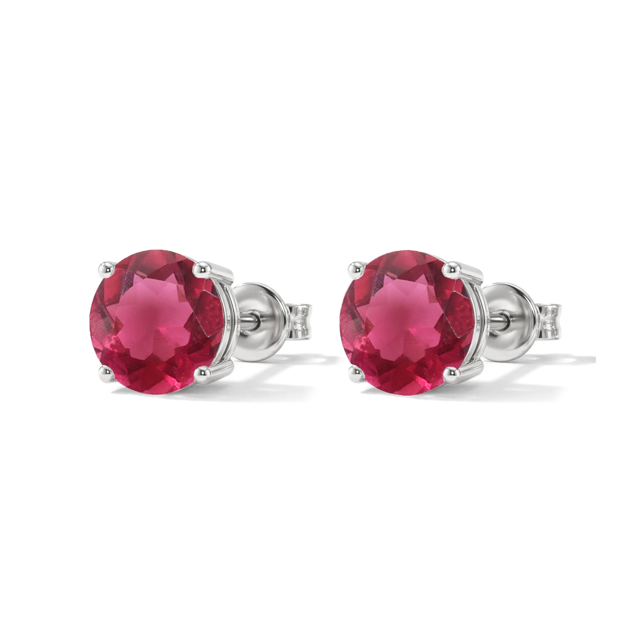 Pink tourmaline Round Stud Earrings in 925 Sterling Silver 5.15ct