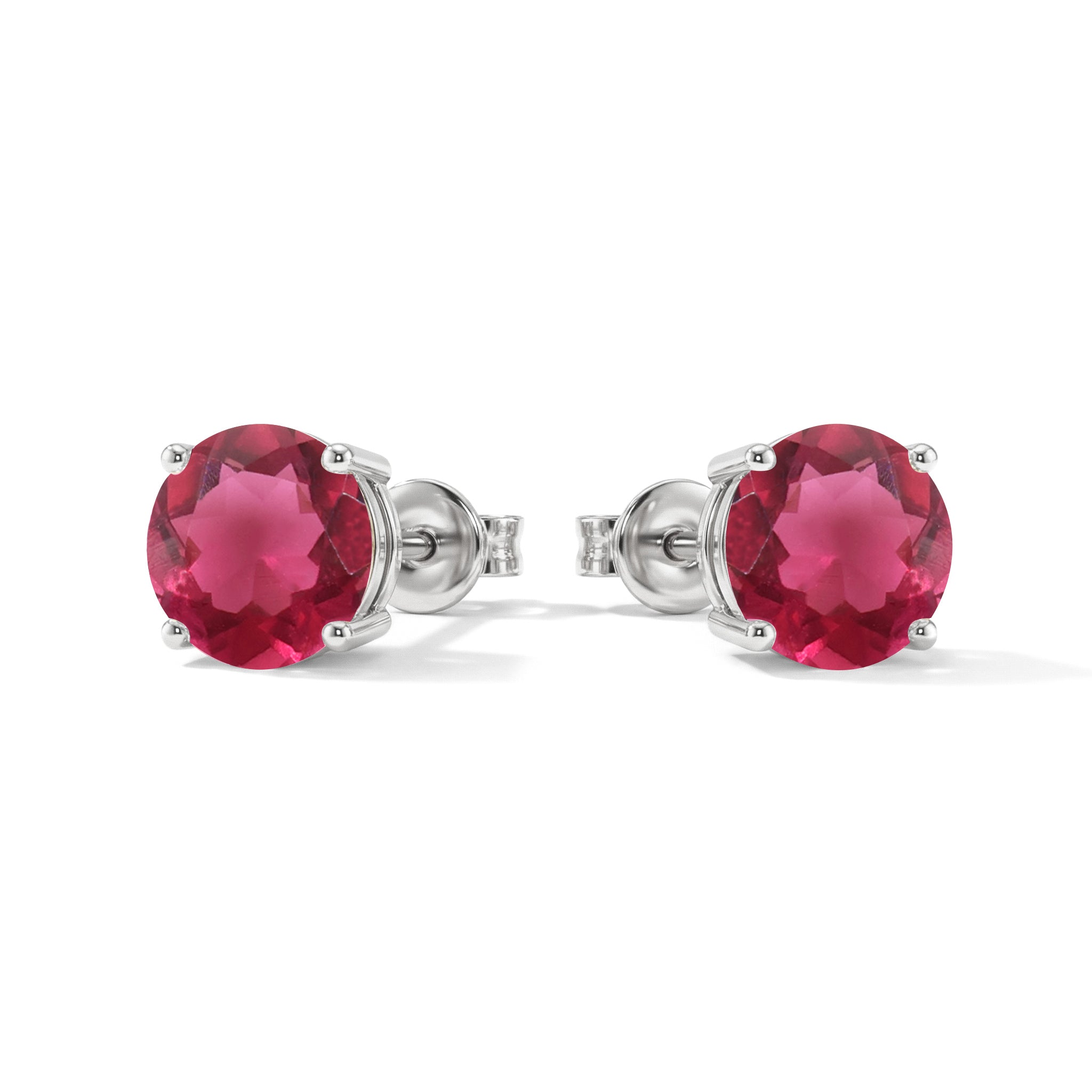 Pink tourmaline Round Stud Earrings in 925 Sterling Silver 5.15ct