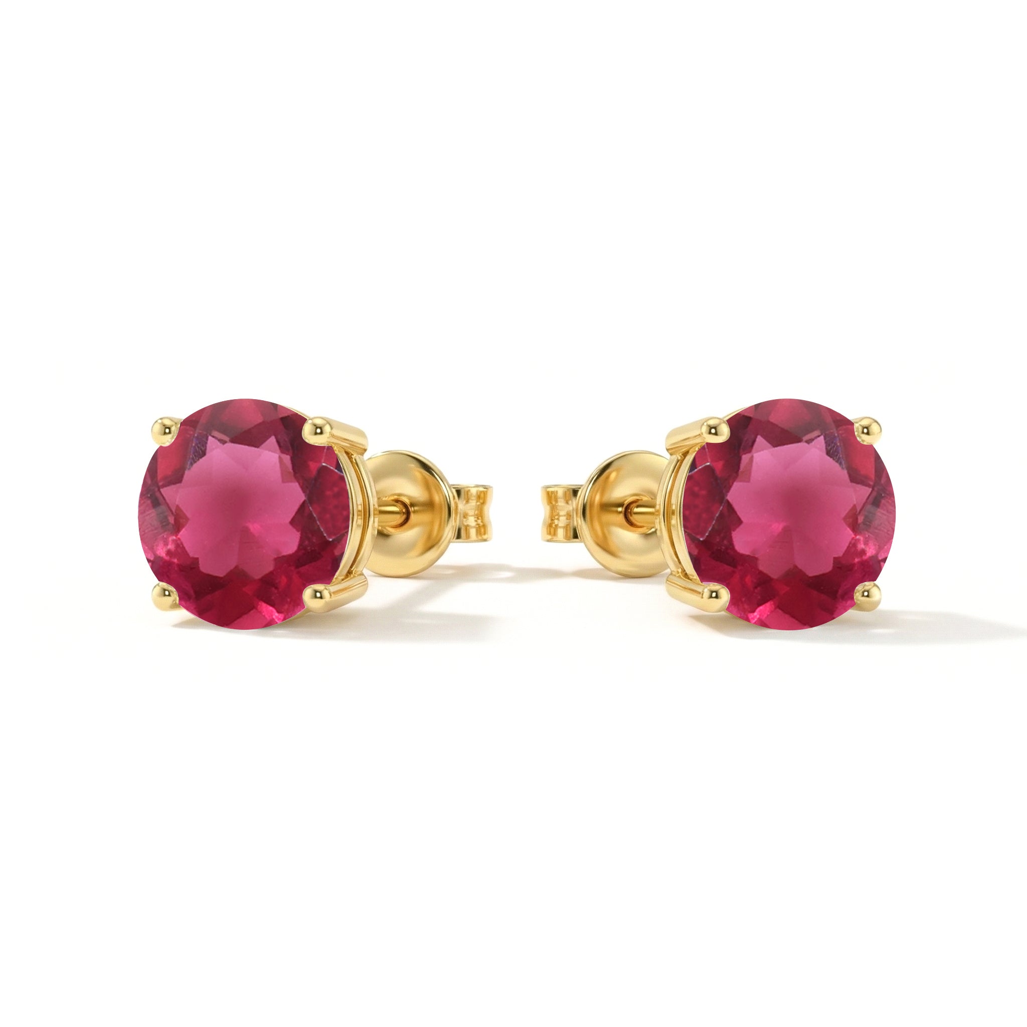 Pink tourmaline Round Stud Earrings in 925 Sterling Silver 5.15ct