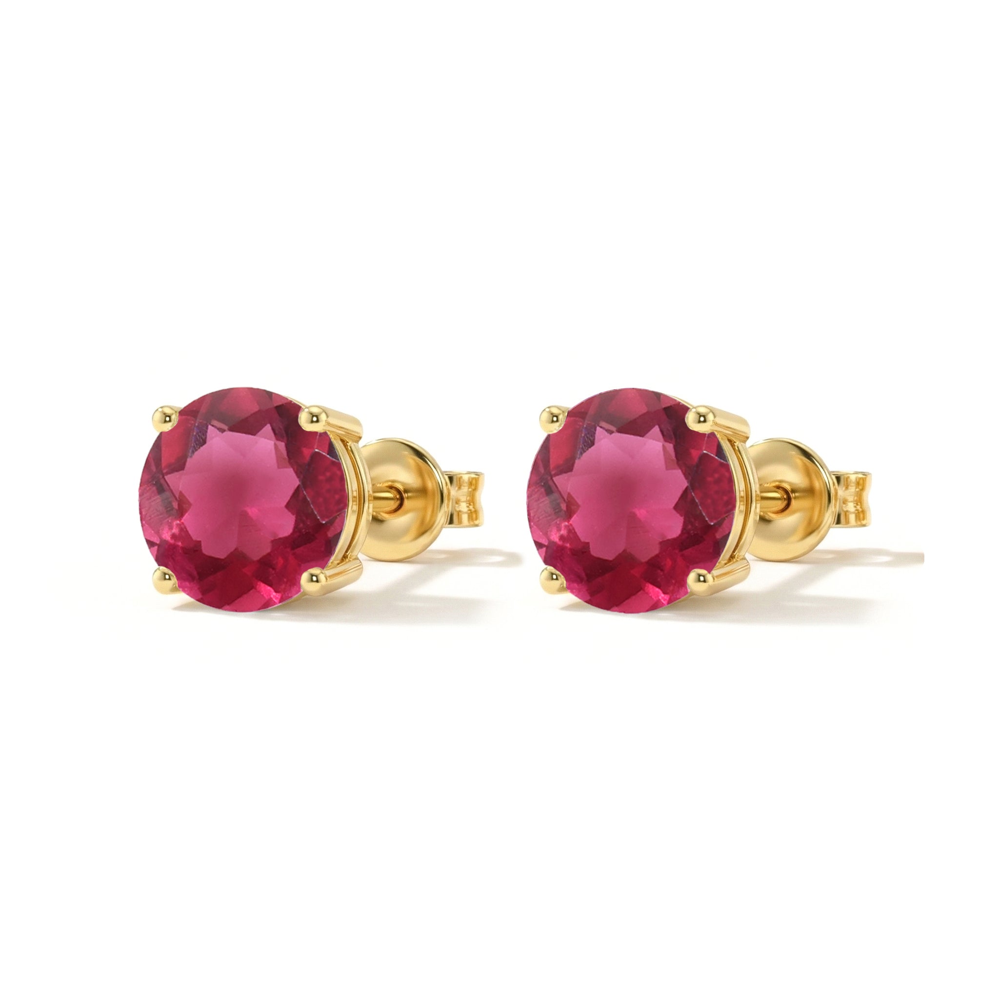 Pink tourmaline Round Stud Earrings in 925 Sterling Silver 5.15ct