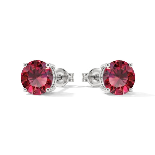 Ruby Round Stud Earrings in 925 Sterling Silver 5.15ct