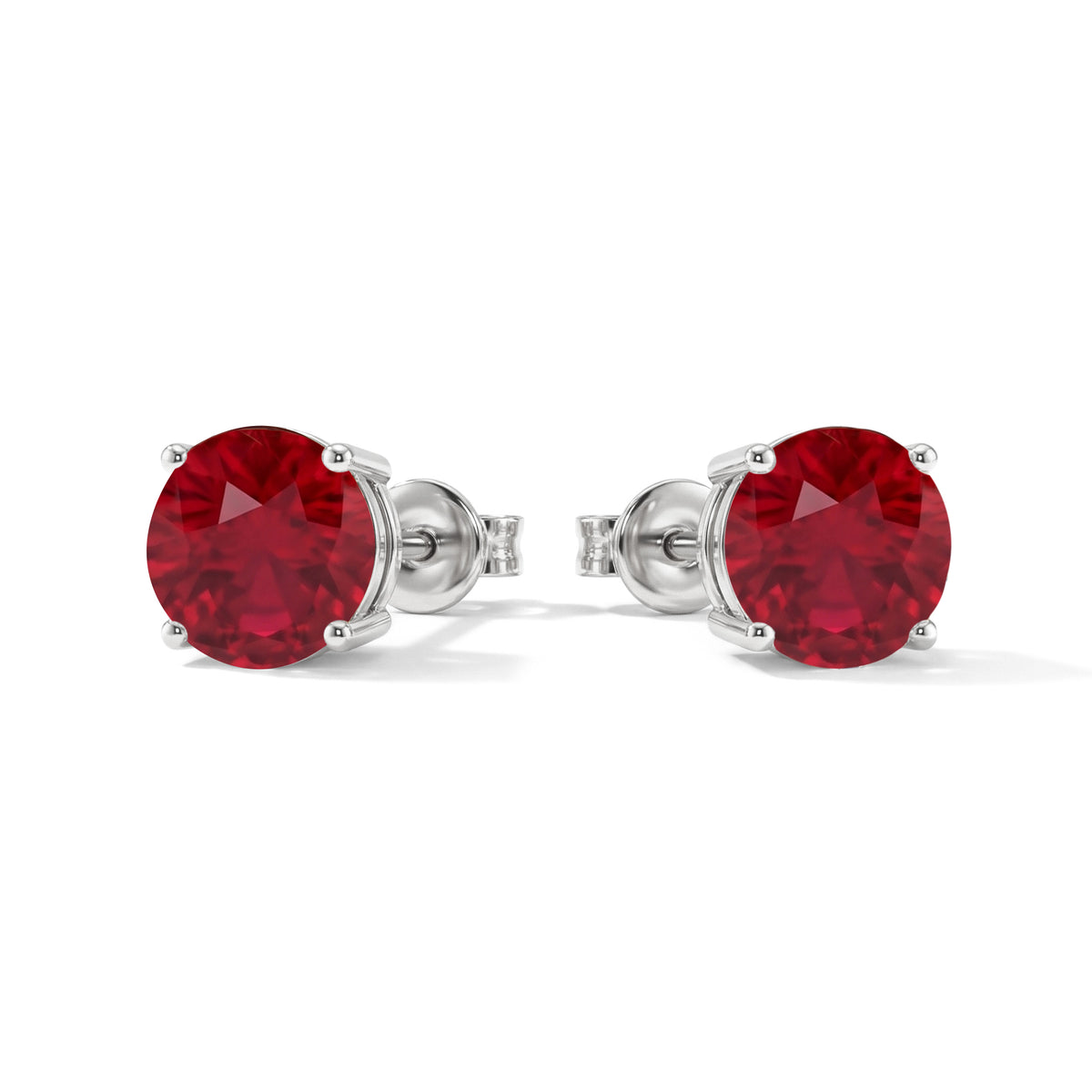Ruby Round Stud Earrings in 925 Sterling Silver 5.15ct