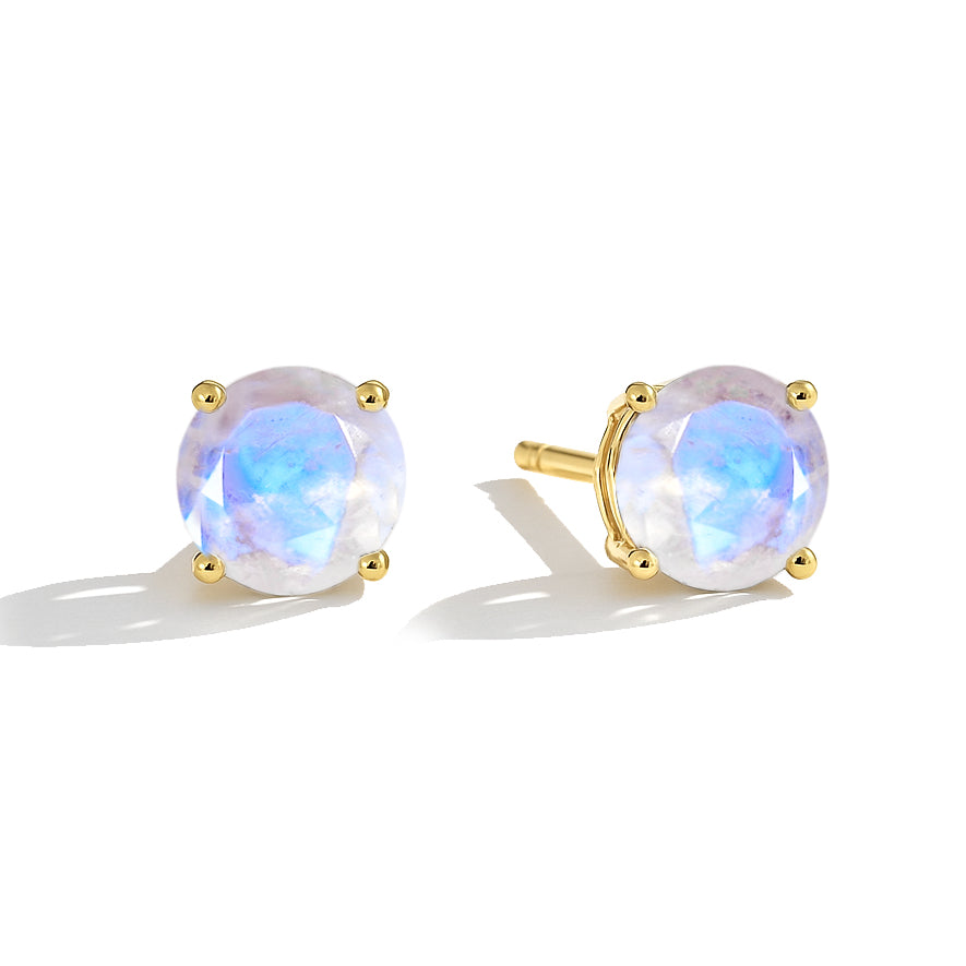 925 Silver Moonstone Round Stone Stud Earrings 5mm Gem 0.65 Ct