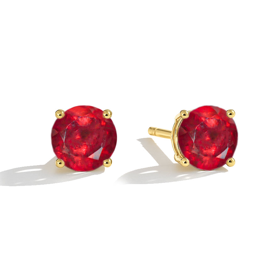 925 Silver Ruby Round Stone Stud Earrings 5mm Gem 0.65 Ct