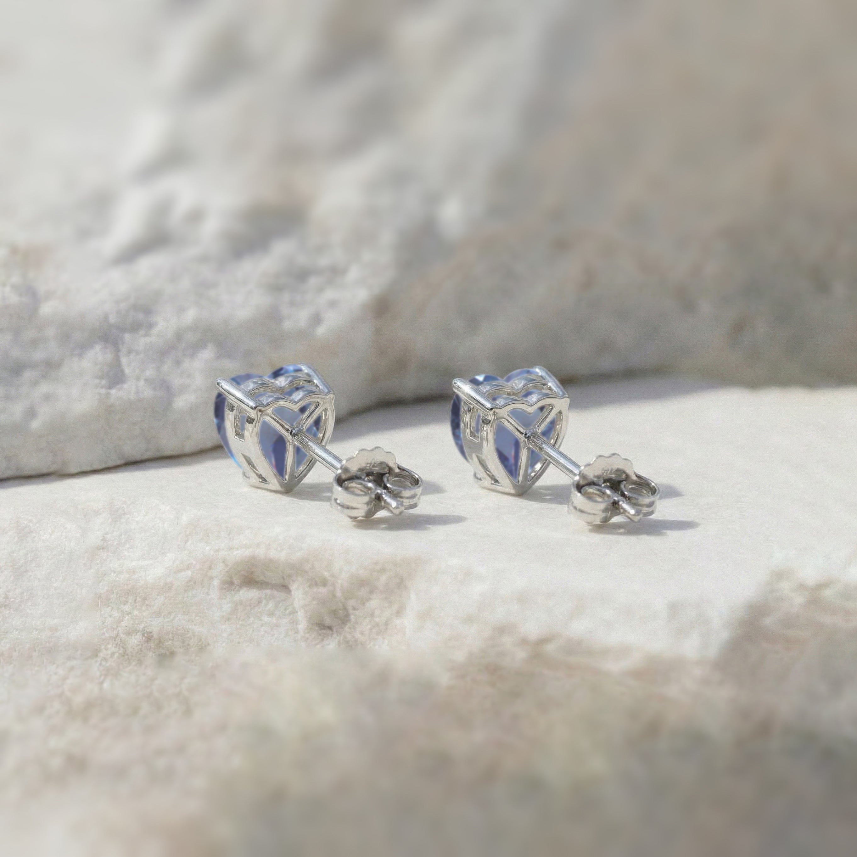 Alexandrite Heart Stud Earrings in 925 Sterling Silver 5.15ct
