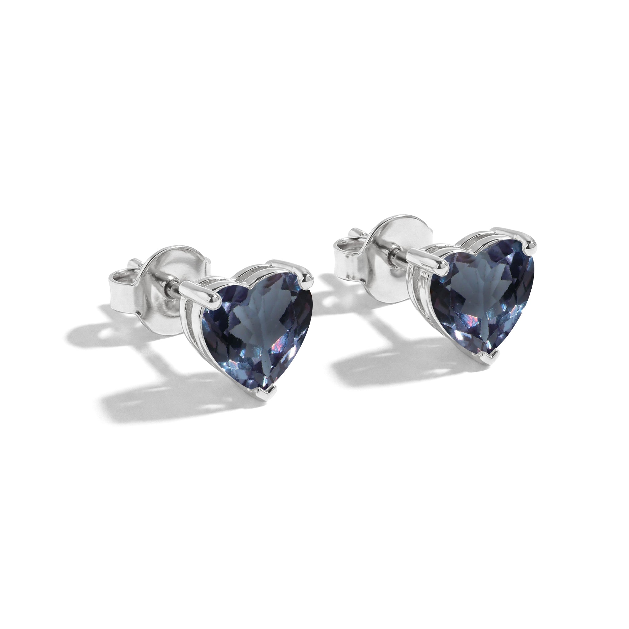 Alexandrite Heart Stud Earrings in 925 Sterling Silver 5.15ct