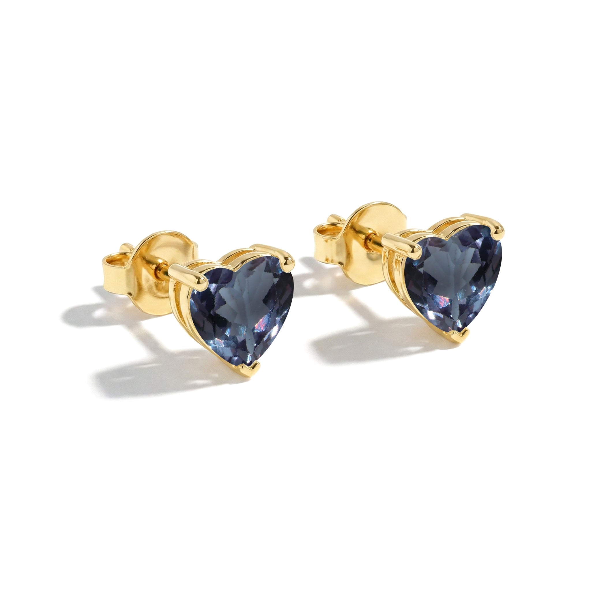 Alexandrite Heart Stud Earrings in 925 Sterling Silver 5.15ct