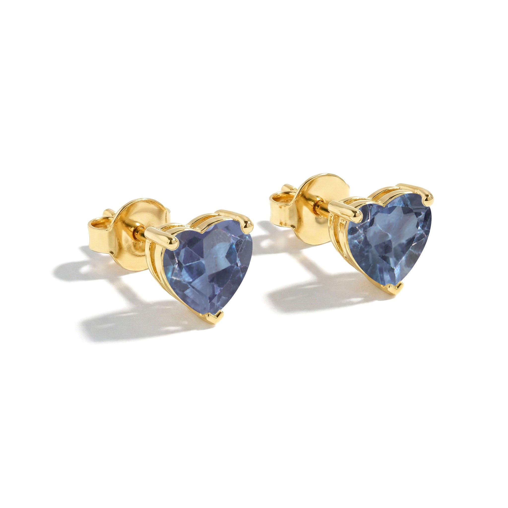 Alexandrite Heart Stud Earrings in 925 Sterling Silver 5.15ct