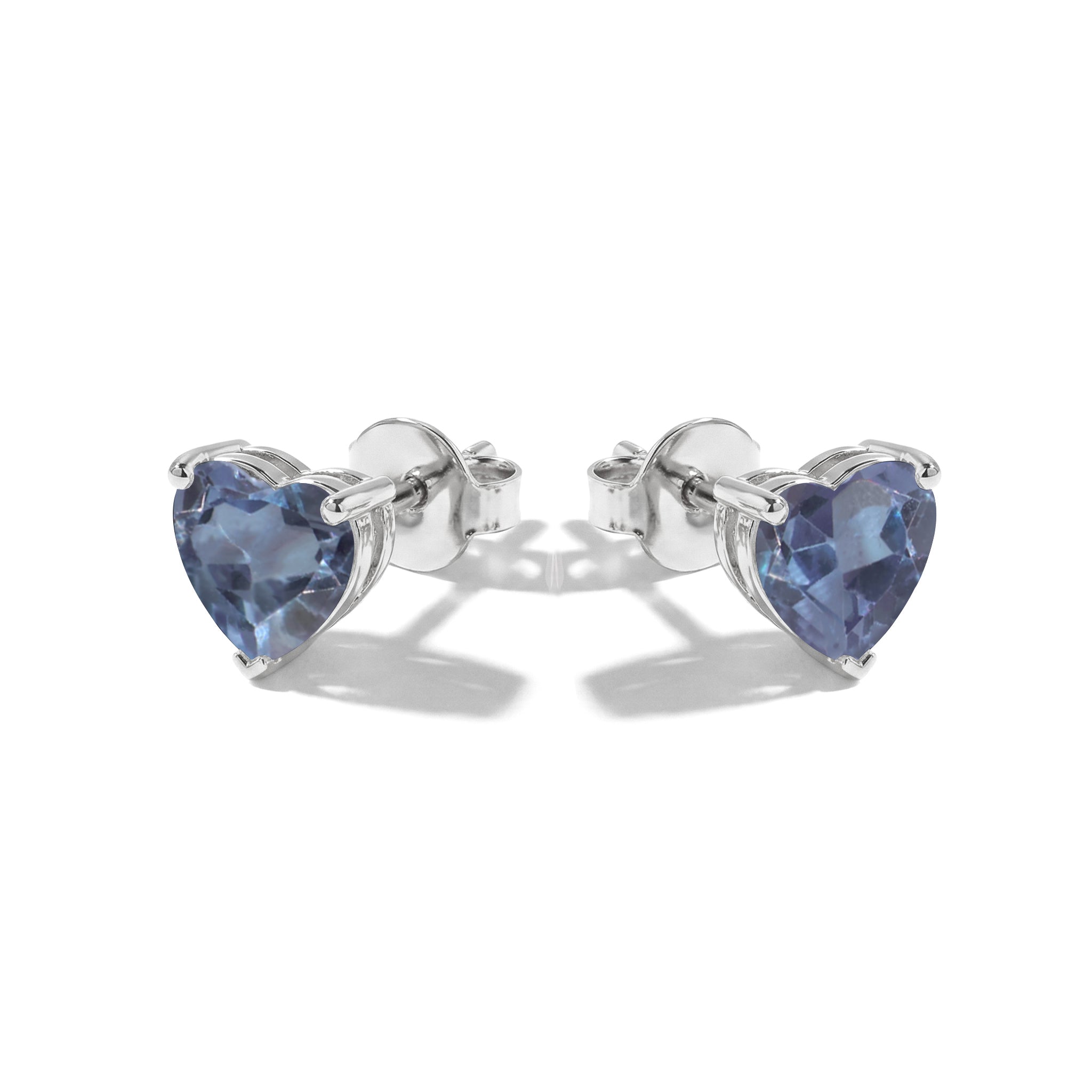 Alexandrite Heart Stud Earrings in 925 Sterling Silver 5.15ct