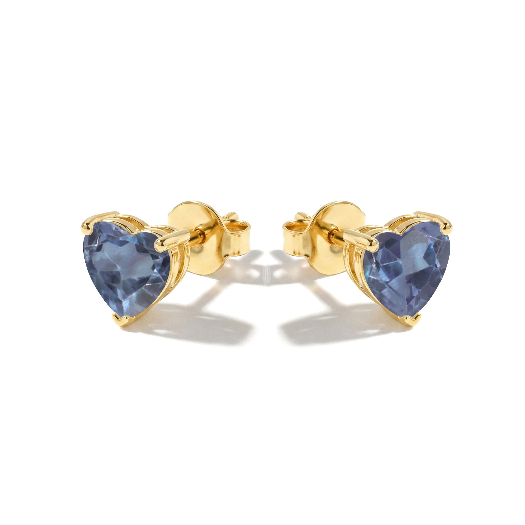 Alexandrite Heart Stud Earrings in 925 Sterling Silver 5.15ct