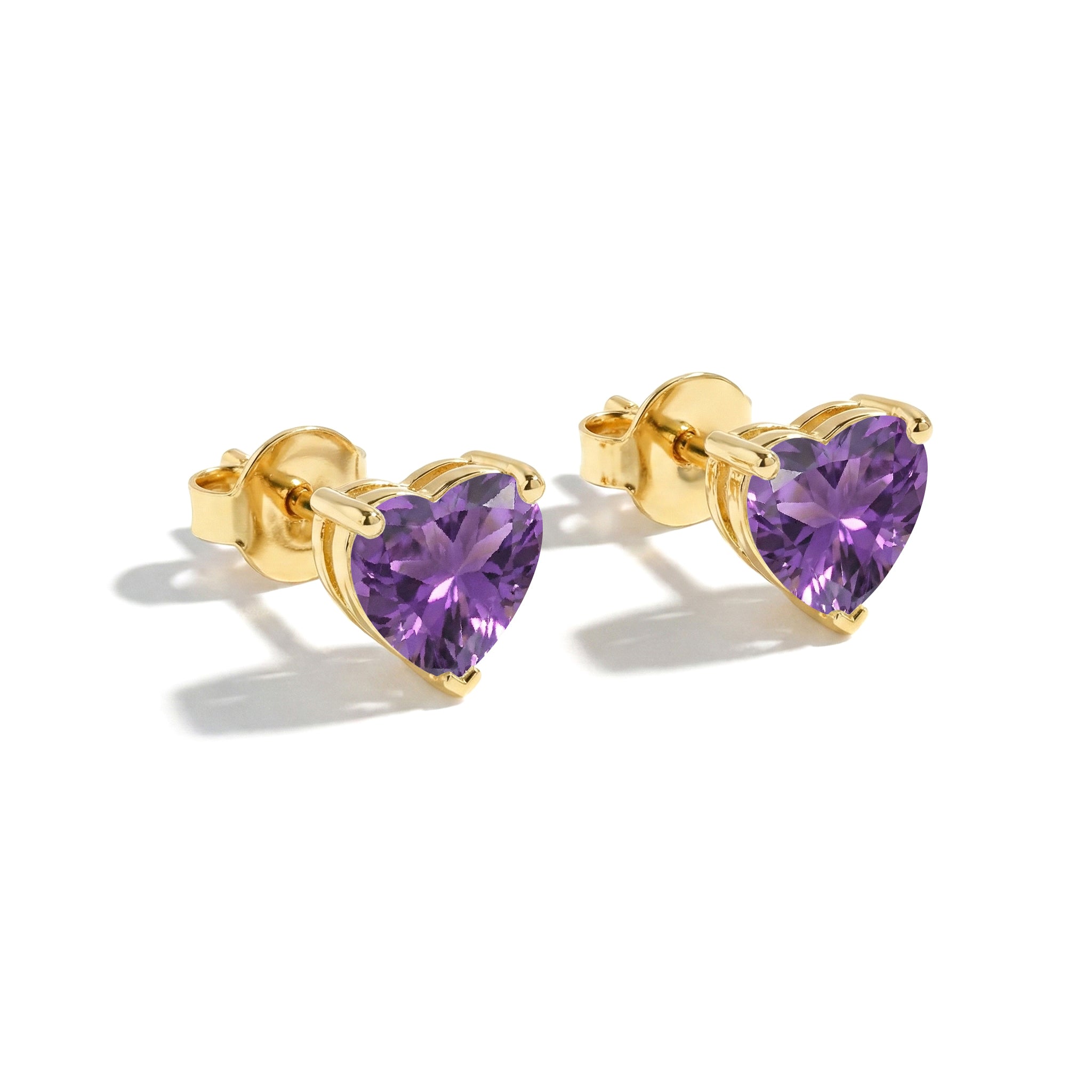 Amethyst Heart Stud Earrings in 925 Sterling Silver 5.15ct
