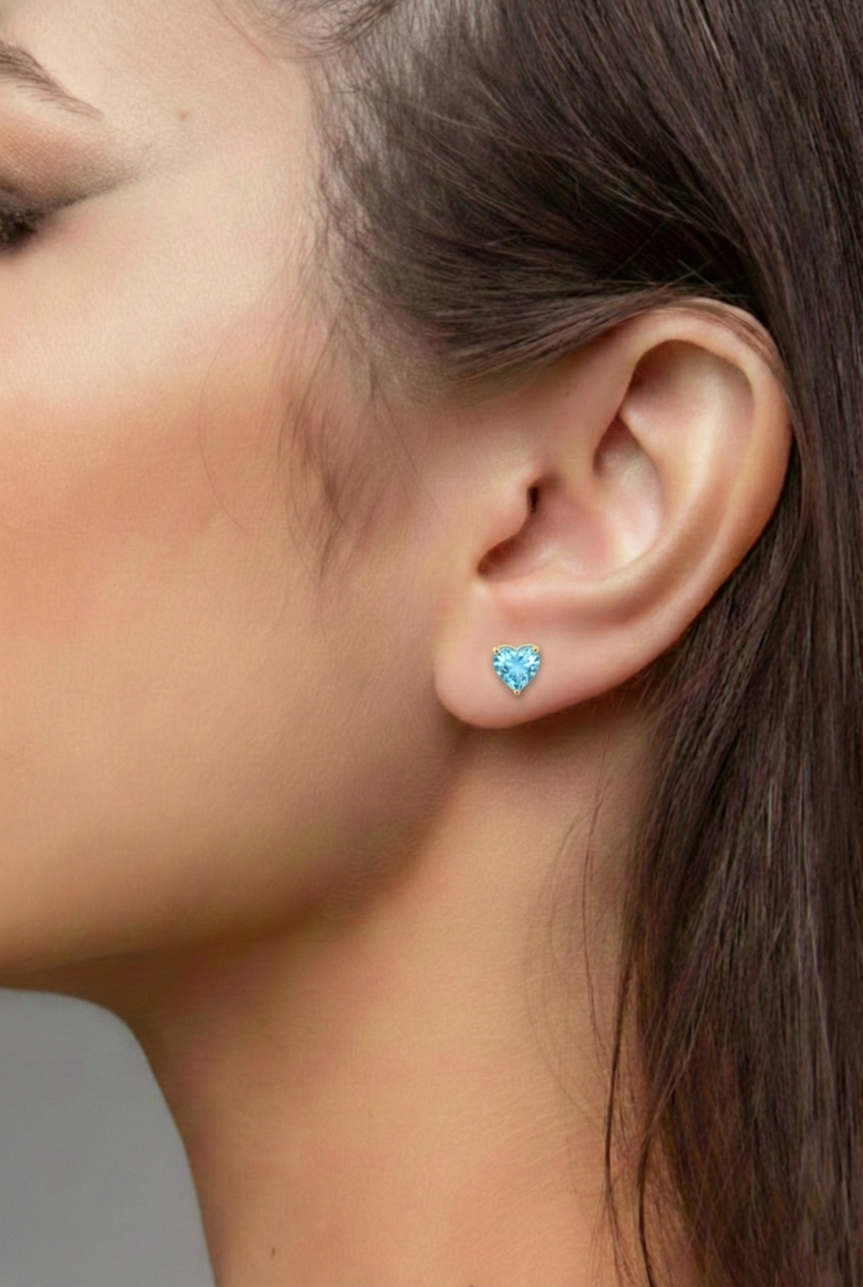 Aquamarine Heart Stud Earrings in 925 Sterling Silver 5.15ct
