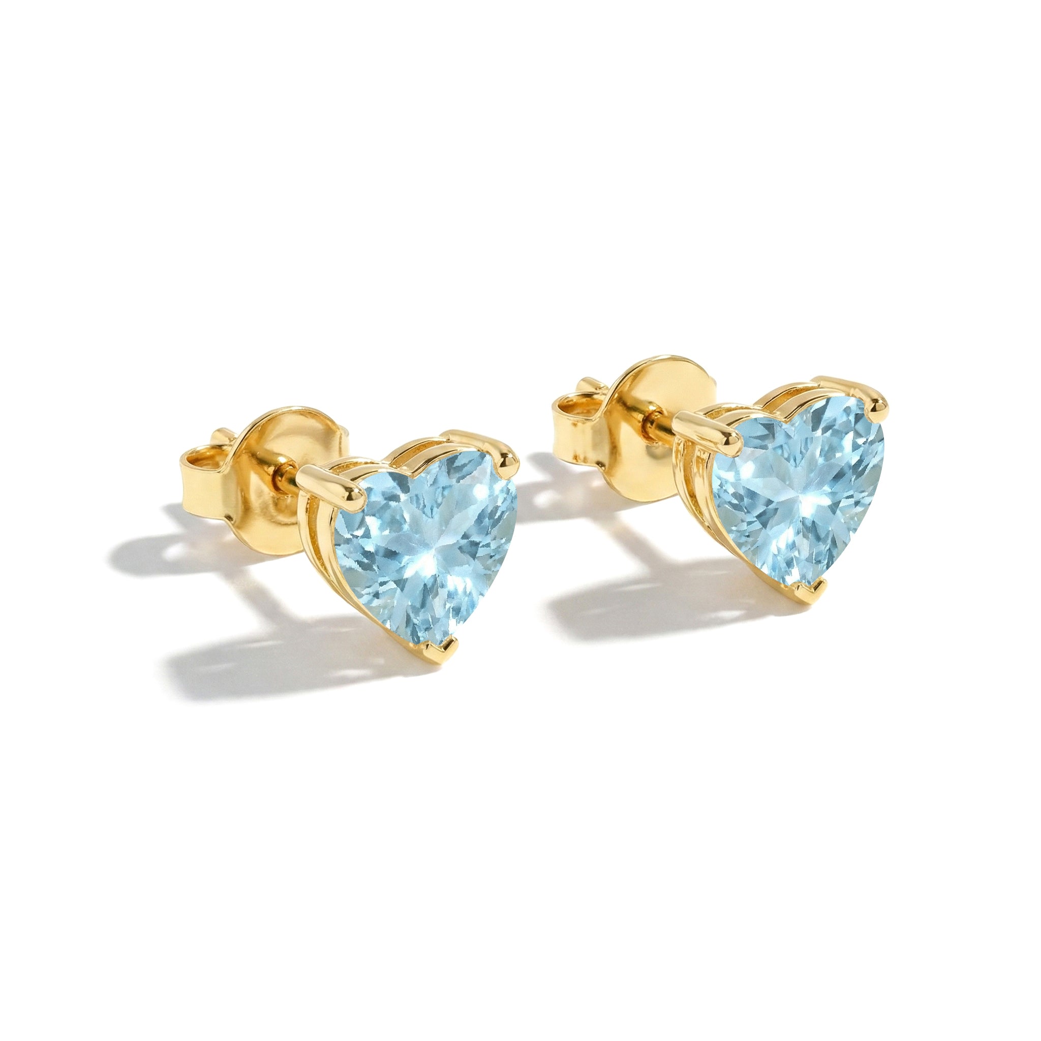 Aquamarine Heart Stud Earrings in 925 Sterling Silver 5.15ct


